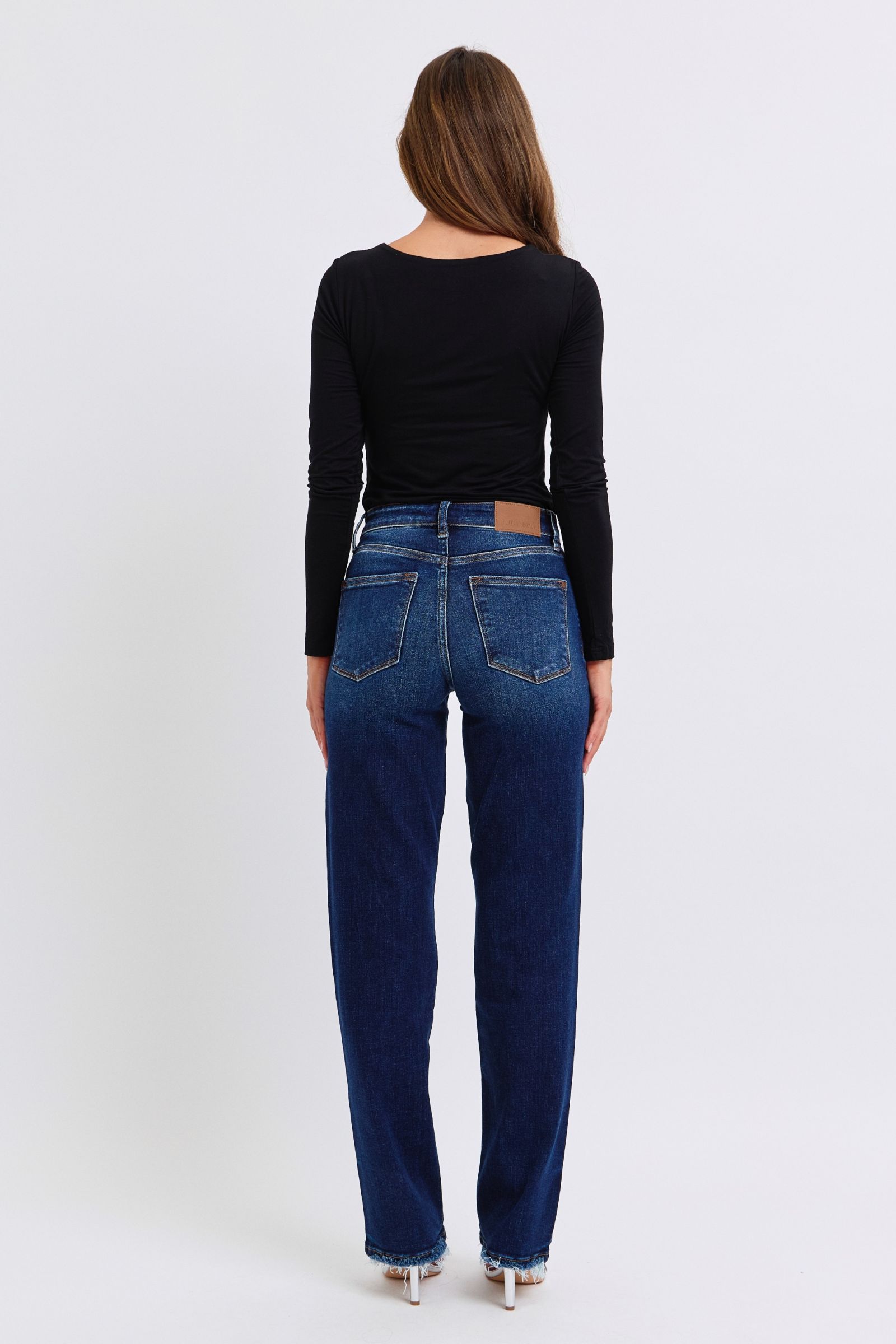 Judy Blue Full Size Raw Hem Straight Leg Jeans-BOTTOMS SIZES SMALL MEDIUM LARGE-[Adult]-[Female]-2022 Online Blue Zone Planet