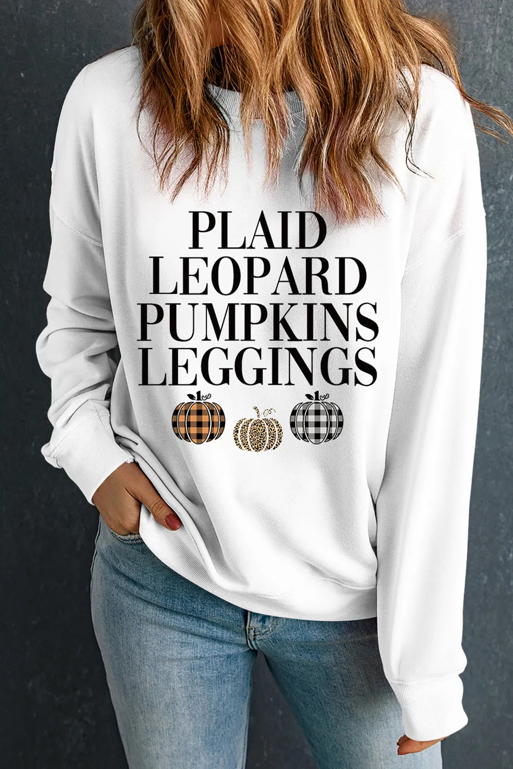 Letter Graphic Round Neck Long Sleeve Sweatshirt-TOPS / DRESSES-[Adult]-[Female]-White-S-2022 Online Blue Zone Planet