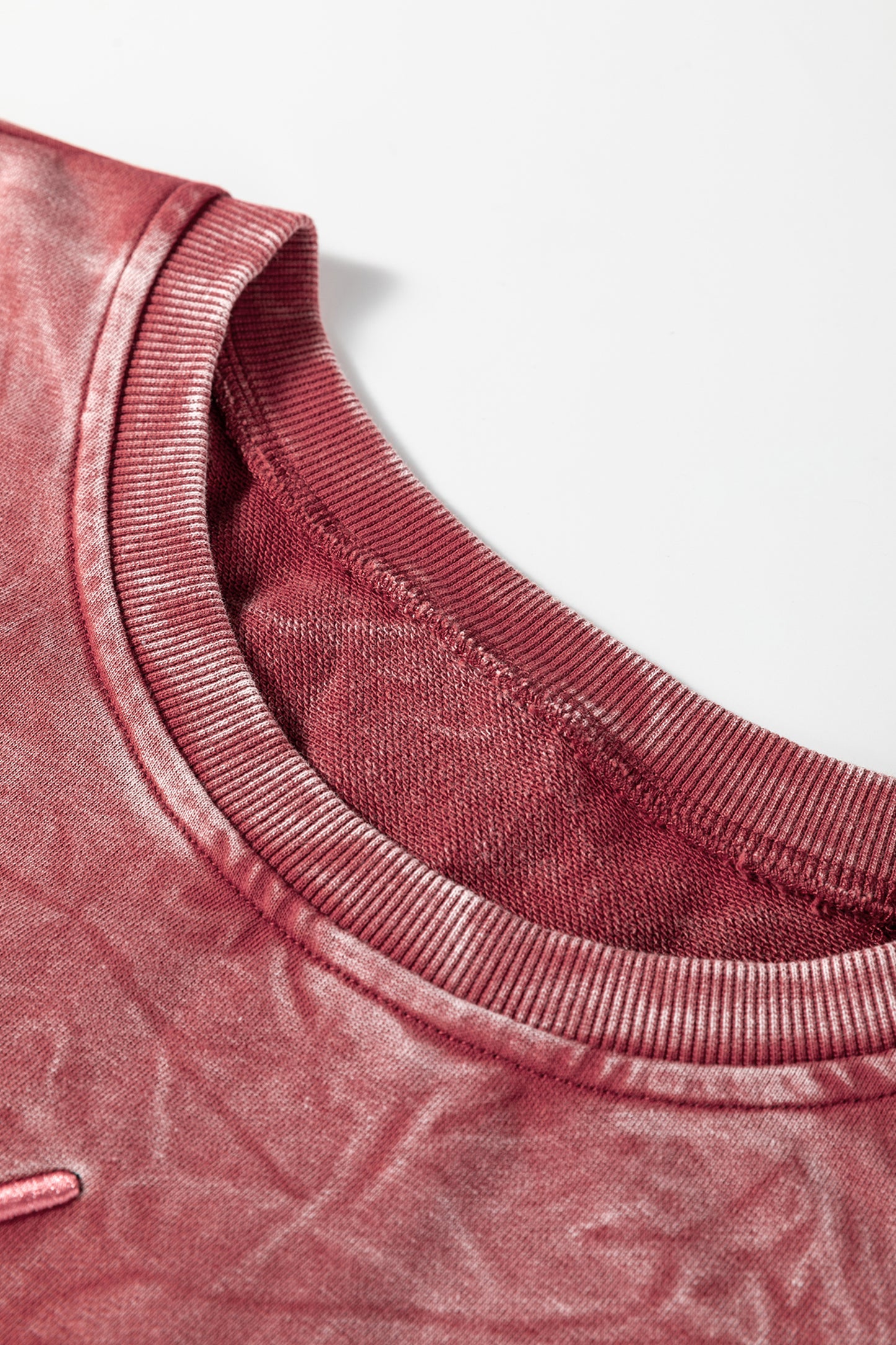 Mineral Red Saved By Grace Letter Embroidery Mineral Wash Loose Sweatshirt-Tops/Sweatshirts & Hoodies-[Adult]-[Female]-2022 Online Blue Zone Planet