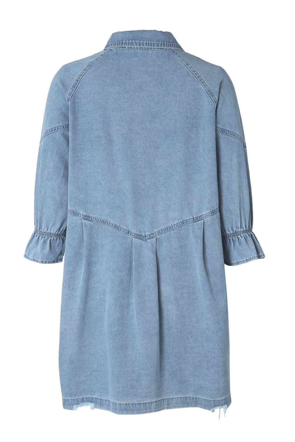 Blue Zone Planet | Sky Blue Buttoned Long Sleeve Denim Mini Dress-TOPS / DRESSES-[Adult]-[Female]-2022 Online Blue Zone Planet