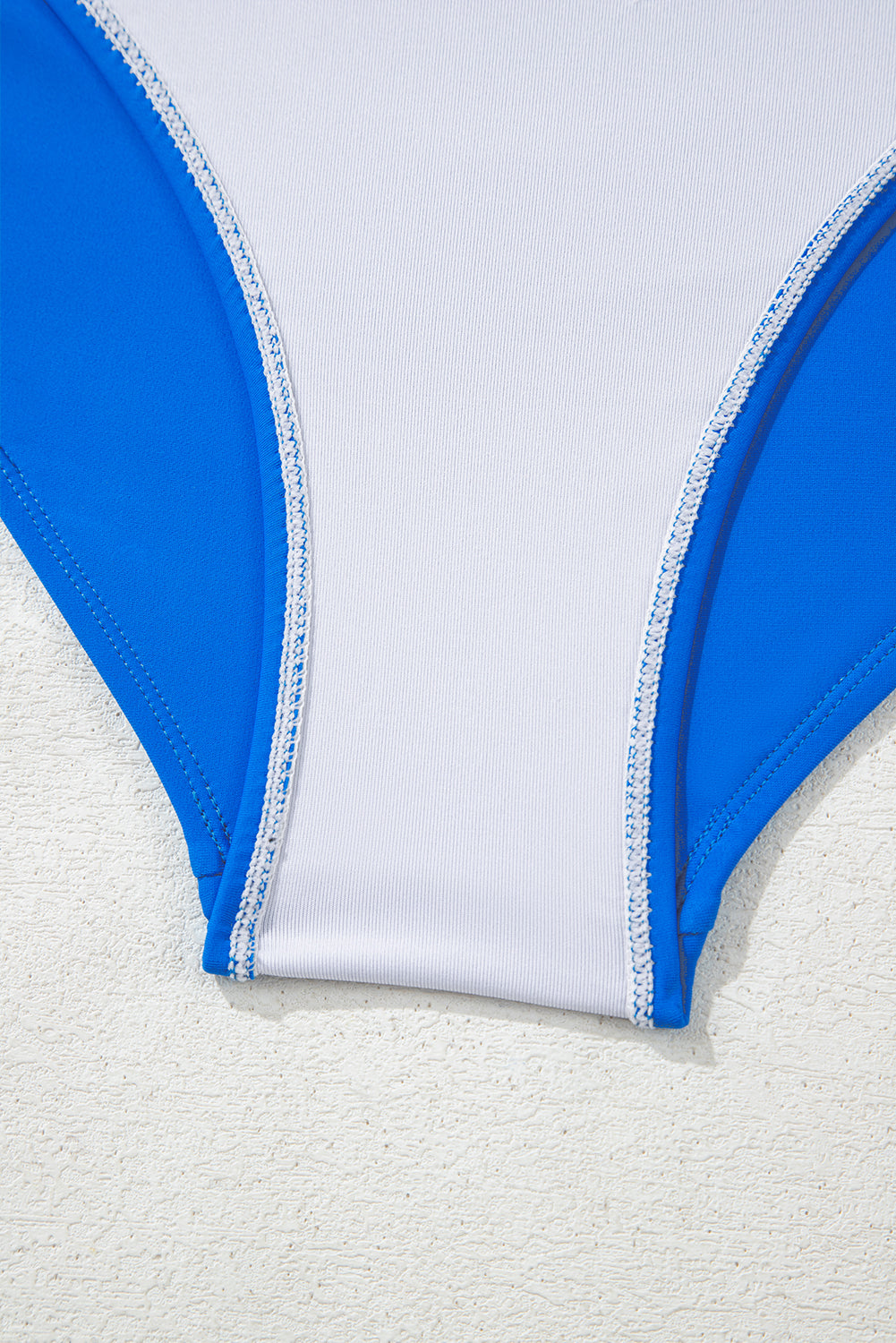 Blue Colorblock Square Neck Top Pleated High Waisted Bikini-Swimwear/High Waisted Swimsuit-[Adult]-[Female]-2022 Online Blue Zone Planet
