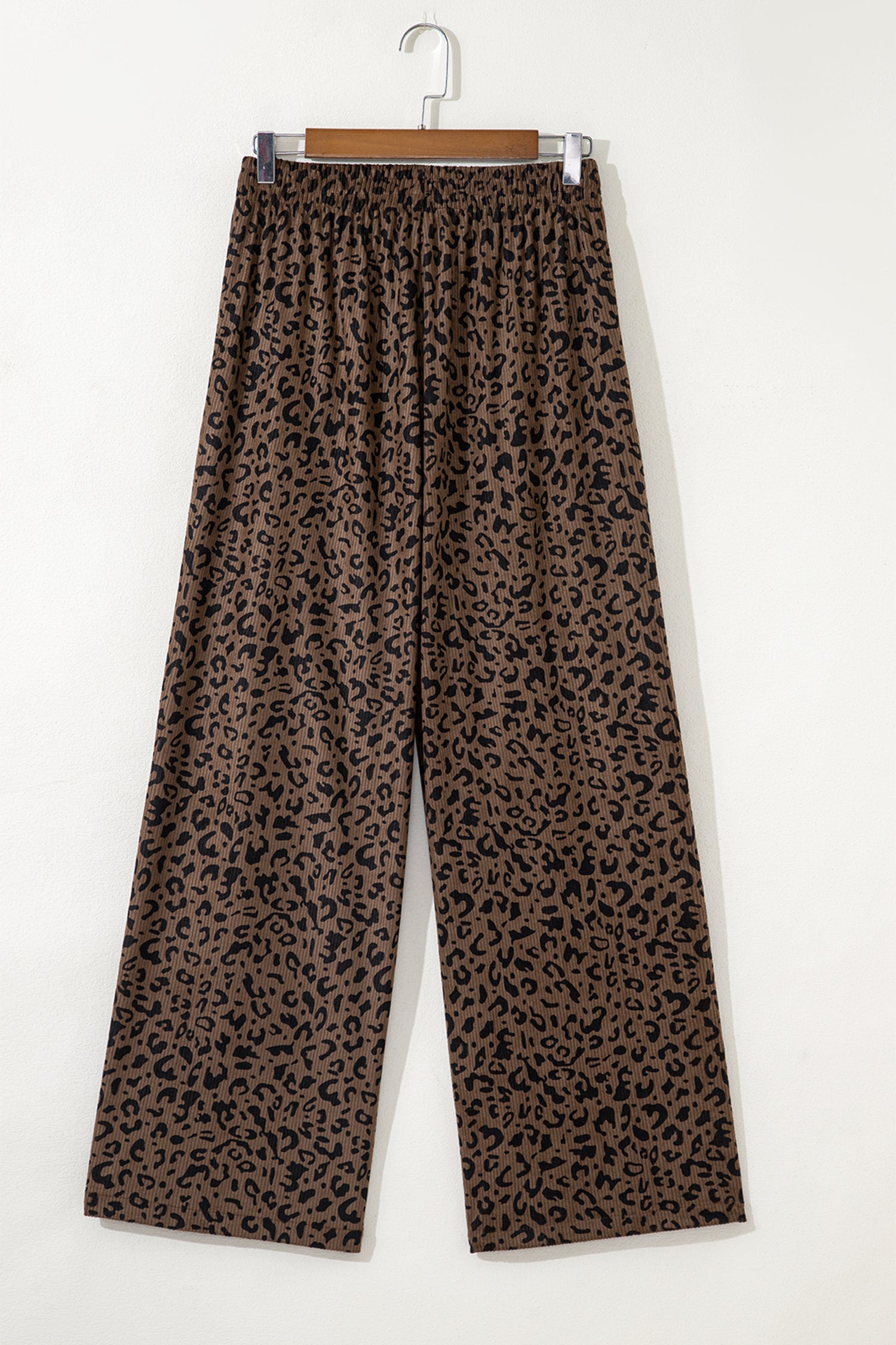 Dark Brown Leopard Print Elastic High Waist Loose Corduroy Pants-Bottoms/Pants & Culotte-[Adult]-[Female]-2022 Online Blue Zone Planet