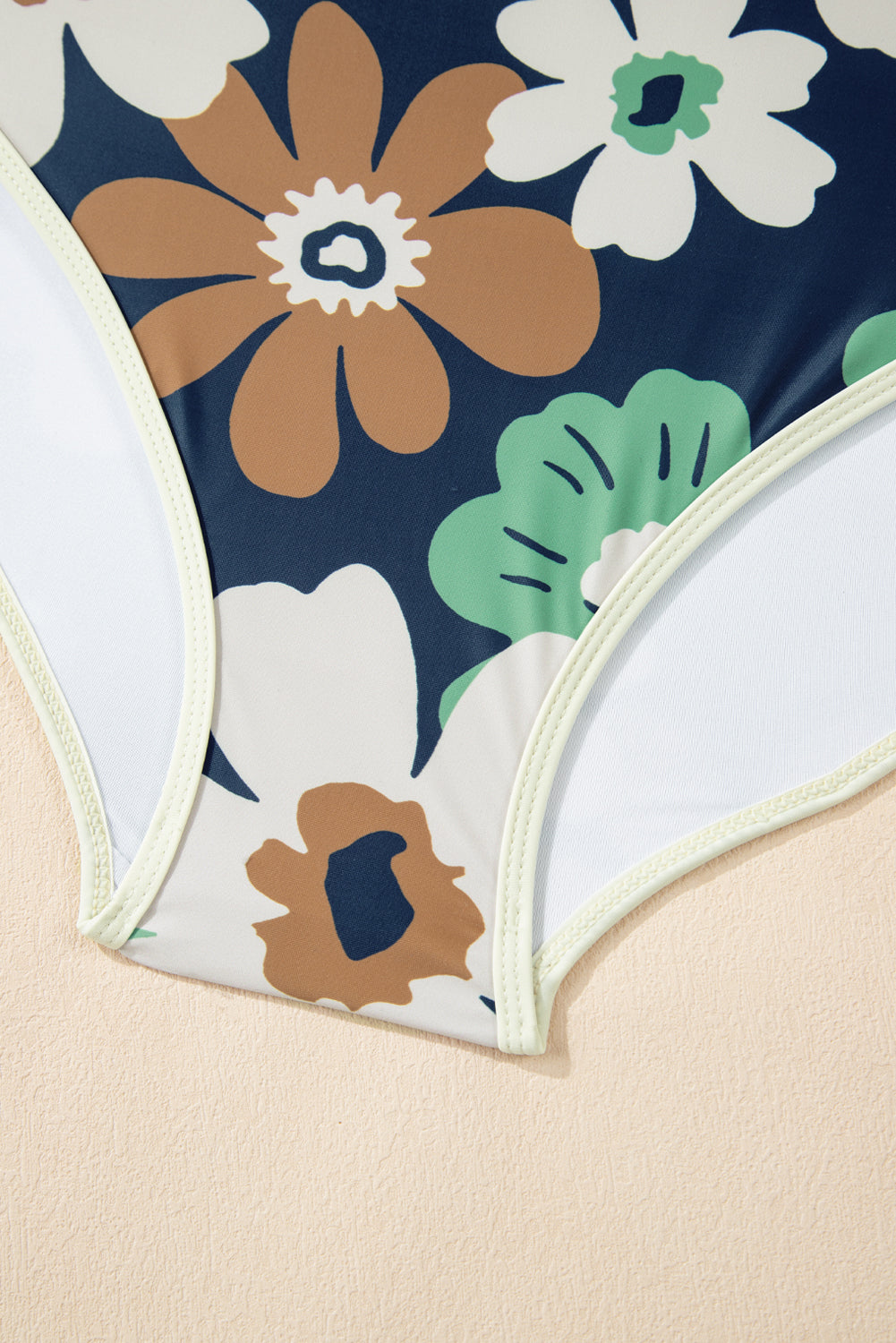 Green Floral Printed Zipped Plus Size Two Pieces Bikini-Plus Size/Plus Size Swimwear-[Adult]-[Female]-2022 Online Blue Zone Planet