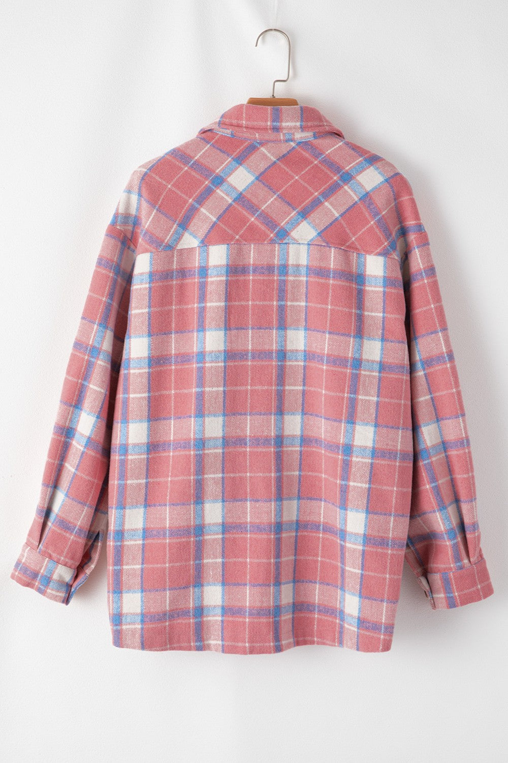 Plaid Button Up Long Sleeve Shacket-TOPS / DRESSES-[Adult]-[Female]-2022 Online Blue Zone Planet