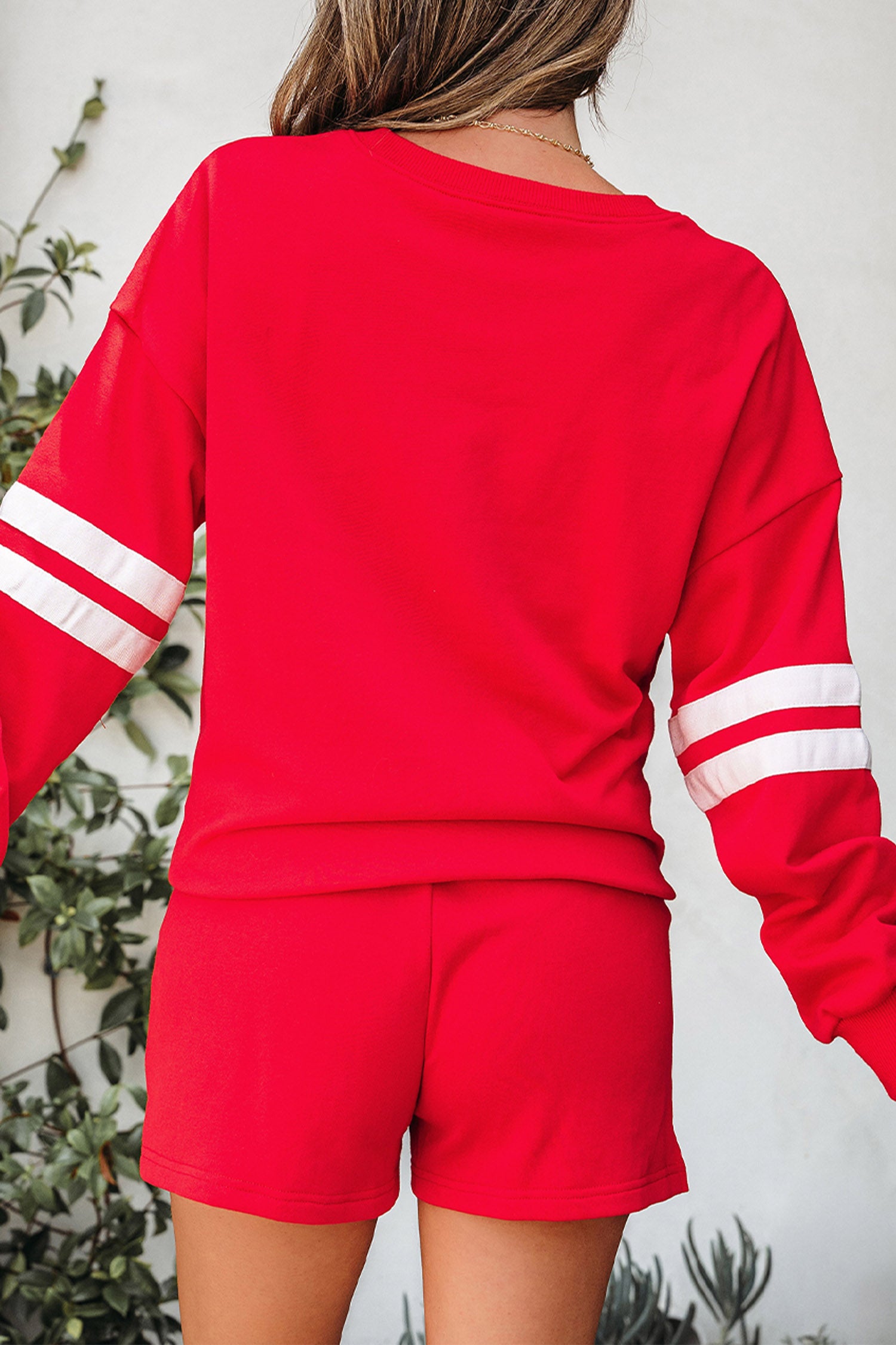Fiery Red Glitter Game Day Slogan Football Patch Varsity Graphic Two Piece Set-Graphic/Graphic Sets-[Adult]-[Female]-2022 Online Blue Zone Planet