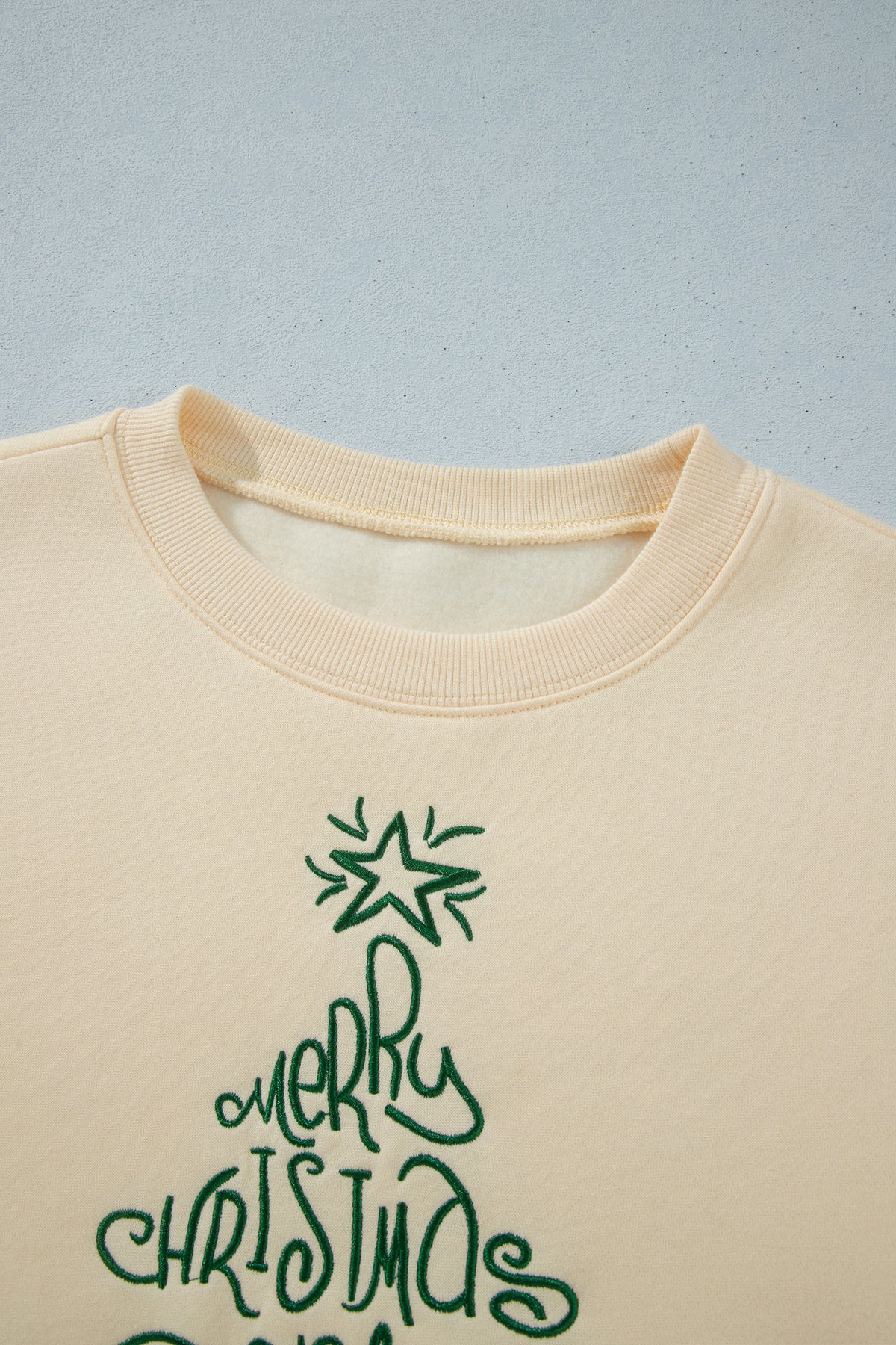 Apricot Merry Christmas and Happy New Year Embroidered Holiday Slogan Sweatshirt-Tops/Sweatshirts & Hoodies-[Adult]-[Female]-2022 Online Blue Zone Planet