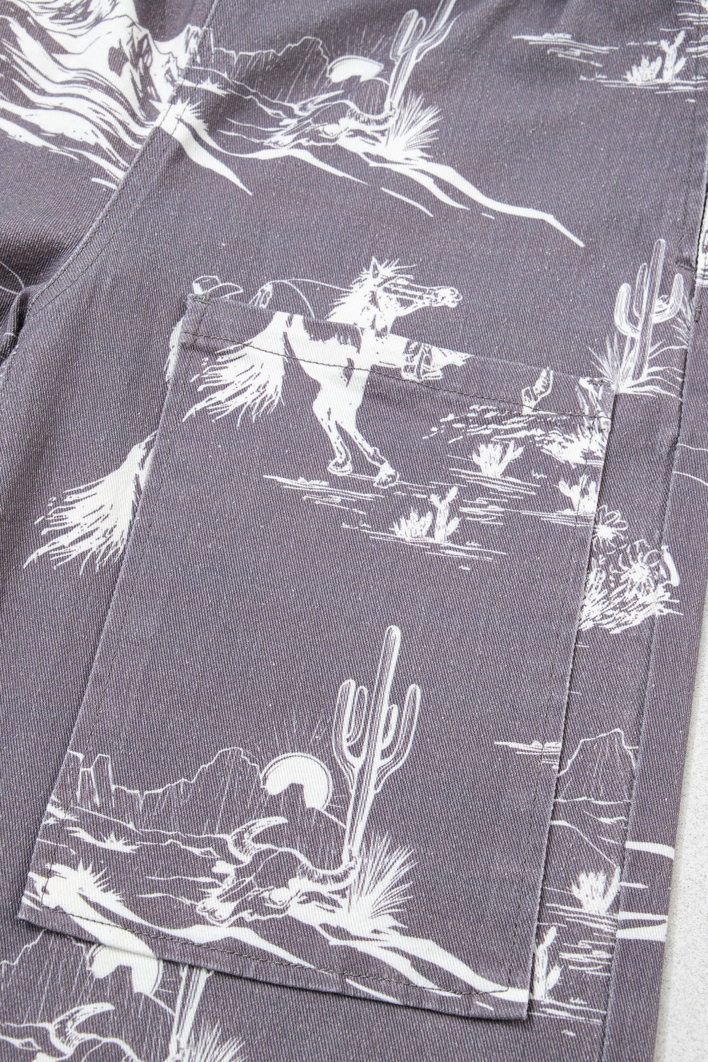 Gray Wild West Riding Vintage Printed Shift Jeans-Bottoms/Jeans-[Adult]-[Female]-2022 Online Blue Zone Planet