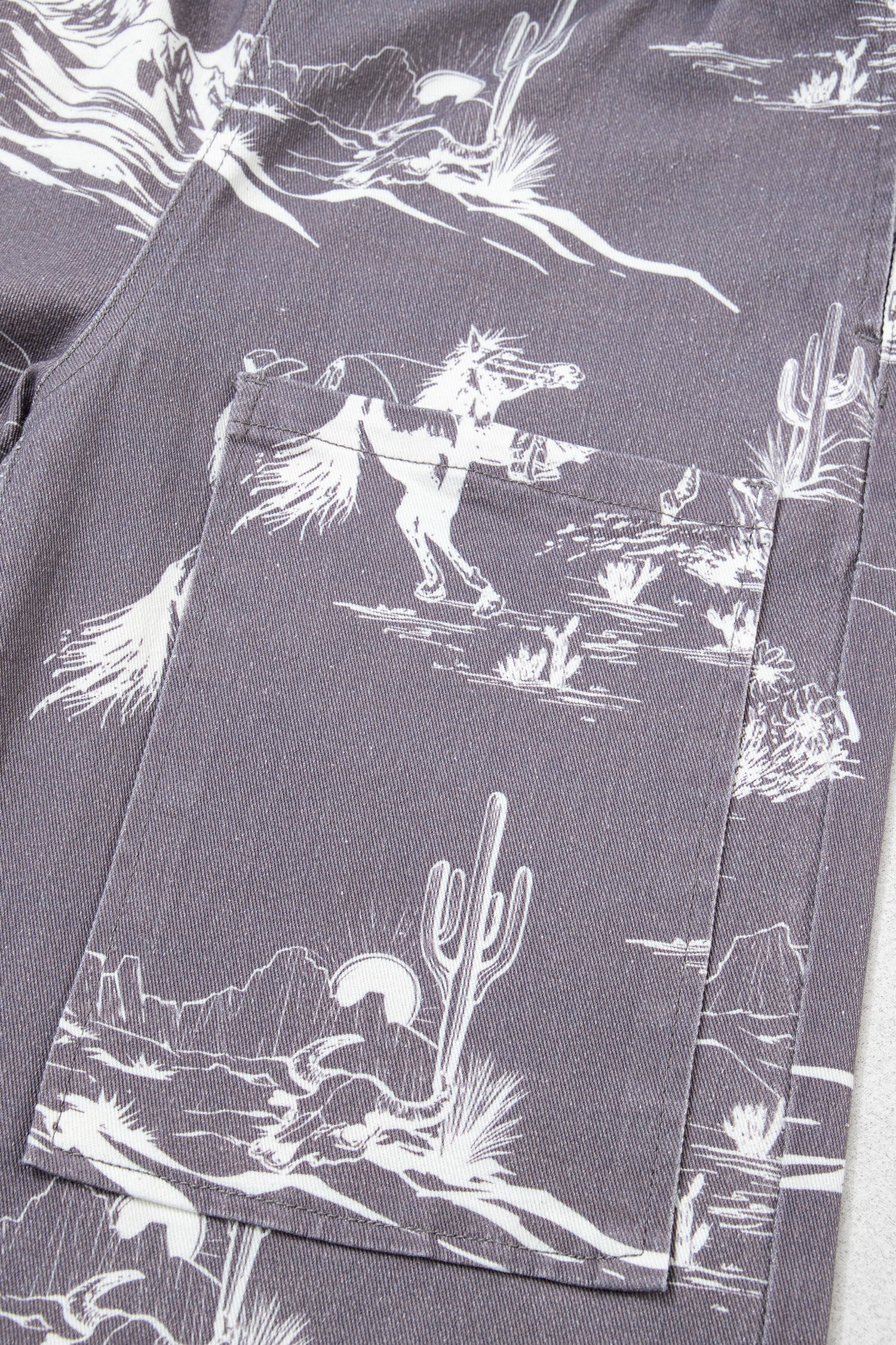 Gray Wild West Riding Vintage Printed Shift Jeans-Bottoms/Jeans-[Adult]-[Female]-2022 Online Blue Zone Planet