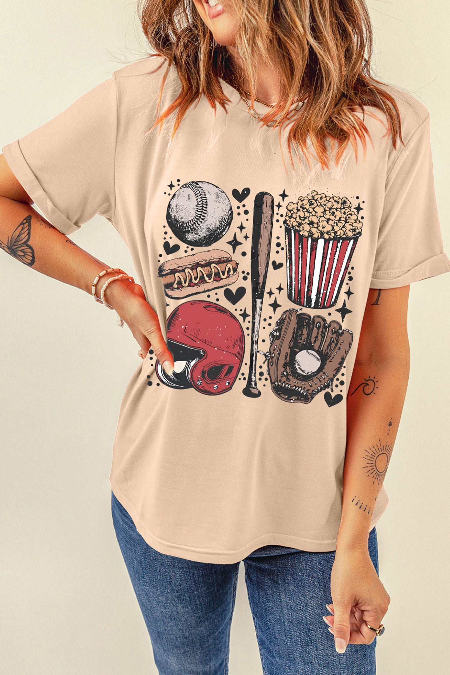 Khaki Retro Baseball Game Day T Shirt-Graphic/Graphic Tees-[Adult]-[Female]-2022 Online Blue Zone Planet