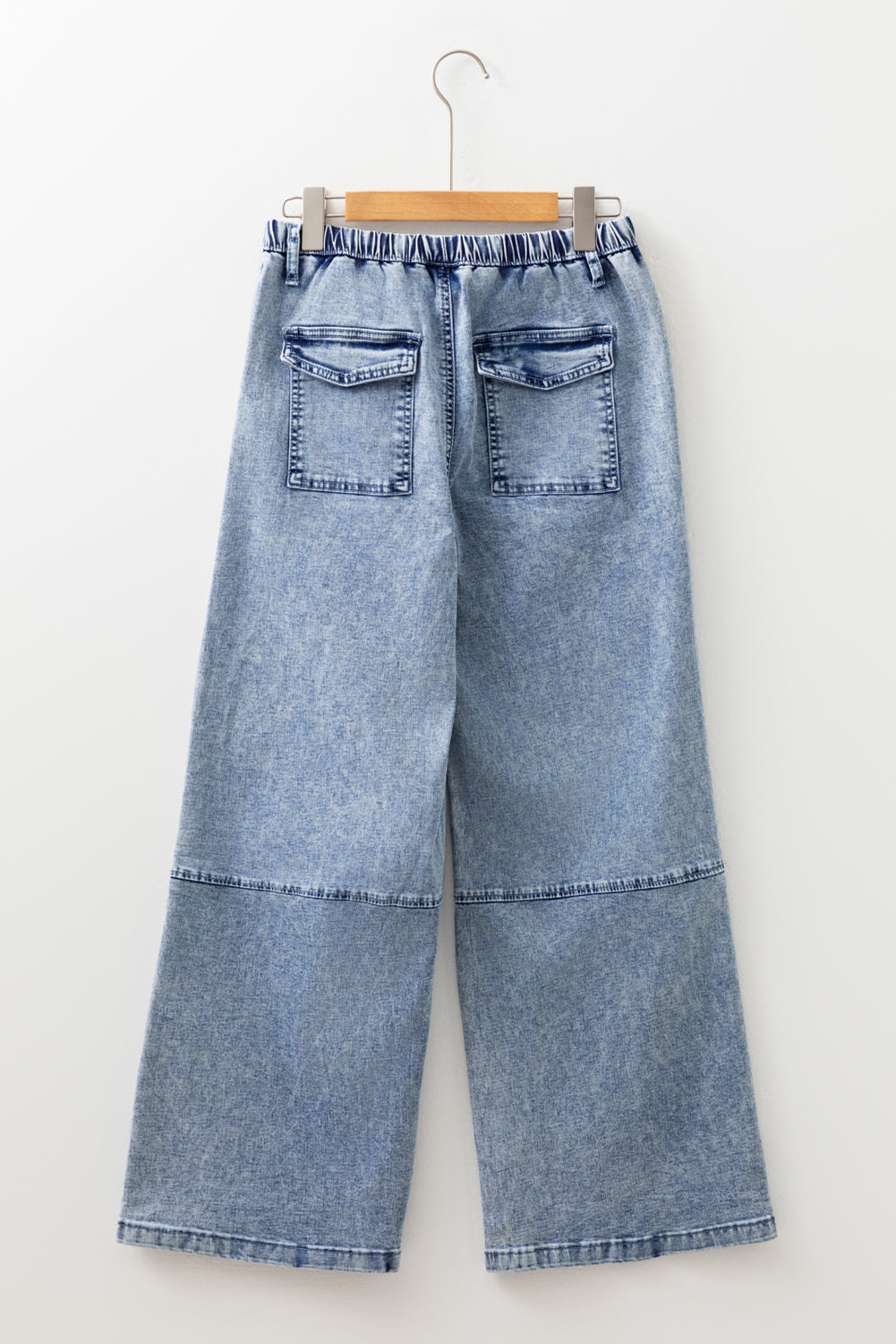 Ashleigh Blue Acid Wash Exposed Seam Drawstring High Waist Jeans-Bottoms/Jeans-[Adult]-[Female]-2022 Online Blue Zone Planet