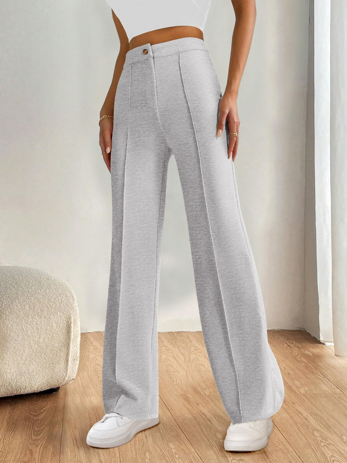 High Waist Wide Leg Pants-BOTTOMS SIZES SMALL MEDIUM LARGE-[Adult]-[Female]-2022 Online Blue Zone Planet