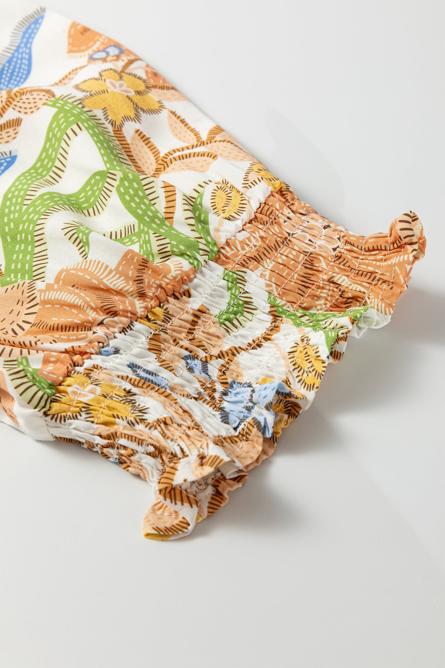 Khaki Floral Print 3/4 Sleeves Tiered Plus Size Long Dress-TOPS / DRESSES-[Adult]-[Female]-2022 Online Blue Zone Planet