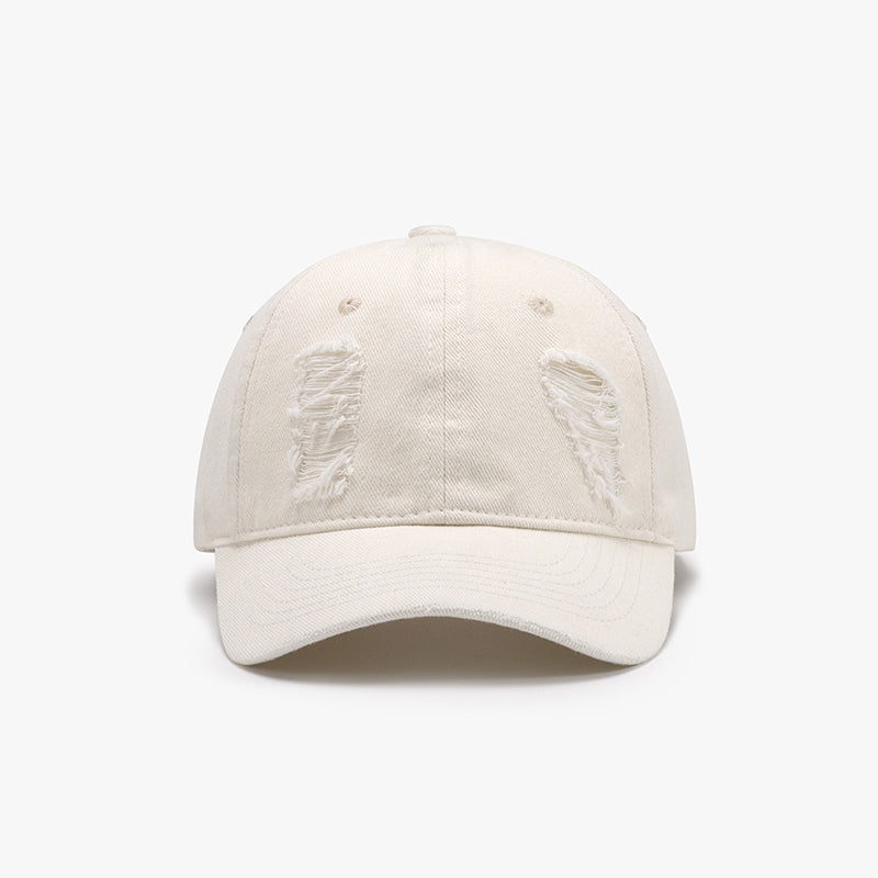 Distressed Cotton Baseball Cap-TOPS / DRESSES-[Adult]-[Female]-Ivory-One Size-2022 Online Blue Zone Planet