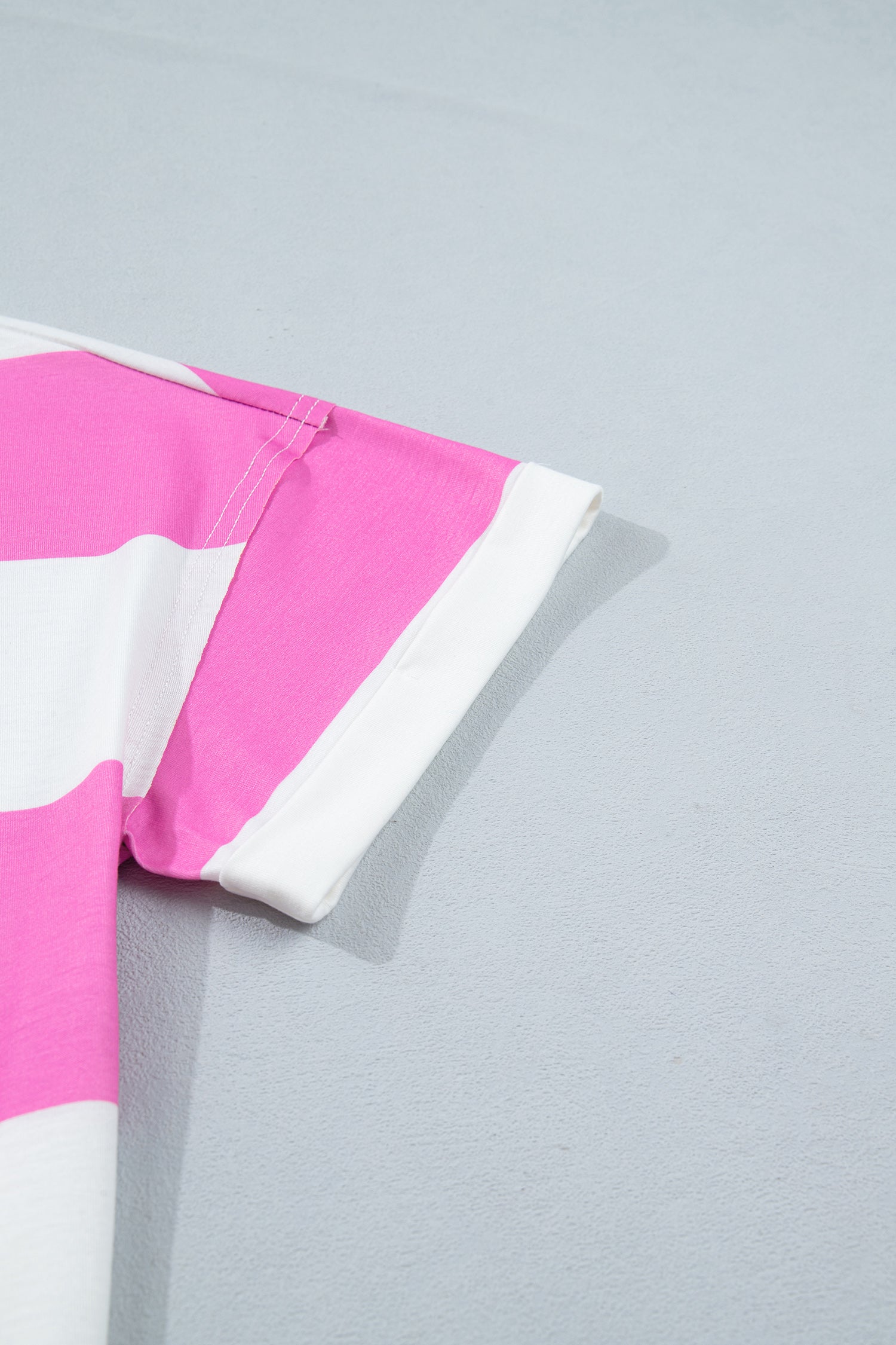 Rose Stripe Colorblock Trim Polo Tee Drawstring Mini Skirt 2pcs Set-Two Piece Sets/Two Piece Dresses-[Adult]-[Female]-2022 Online Blue Zone Planet