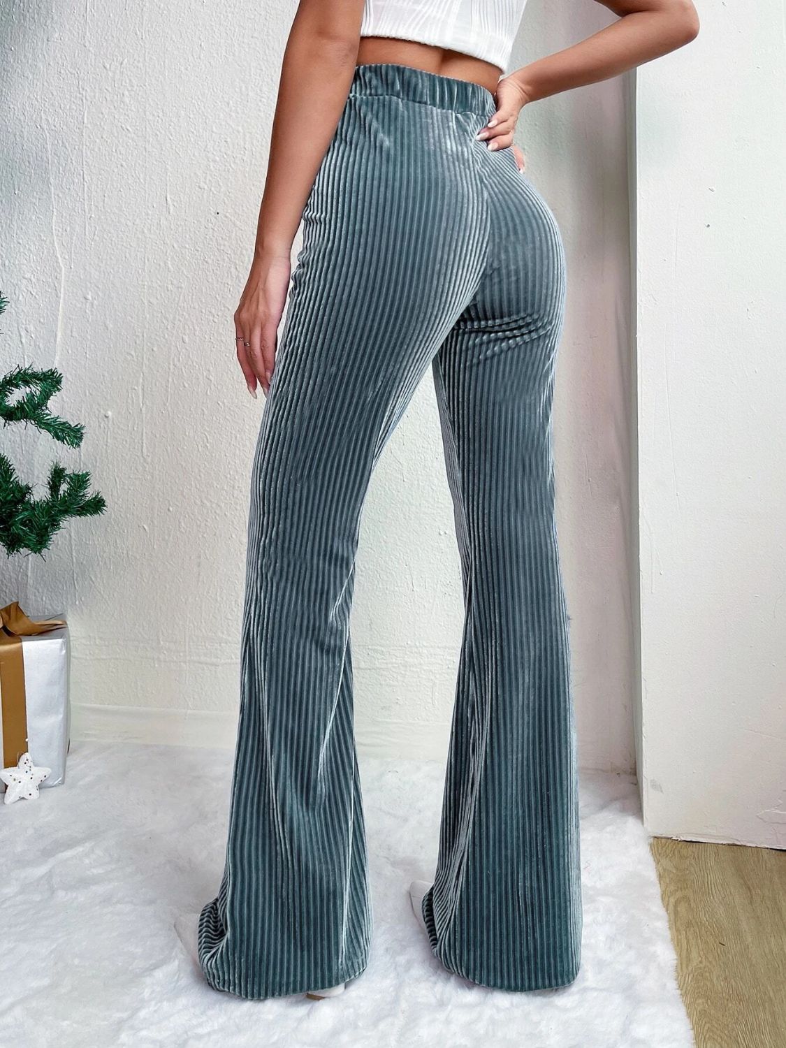 High Waist Flare Pants-BOTTOMS SIZES SMALL MEDIUM LARGE-[Adult]-[Female]-2022 Online Blue Zone Planet