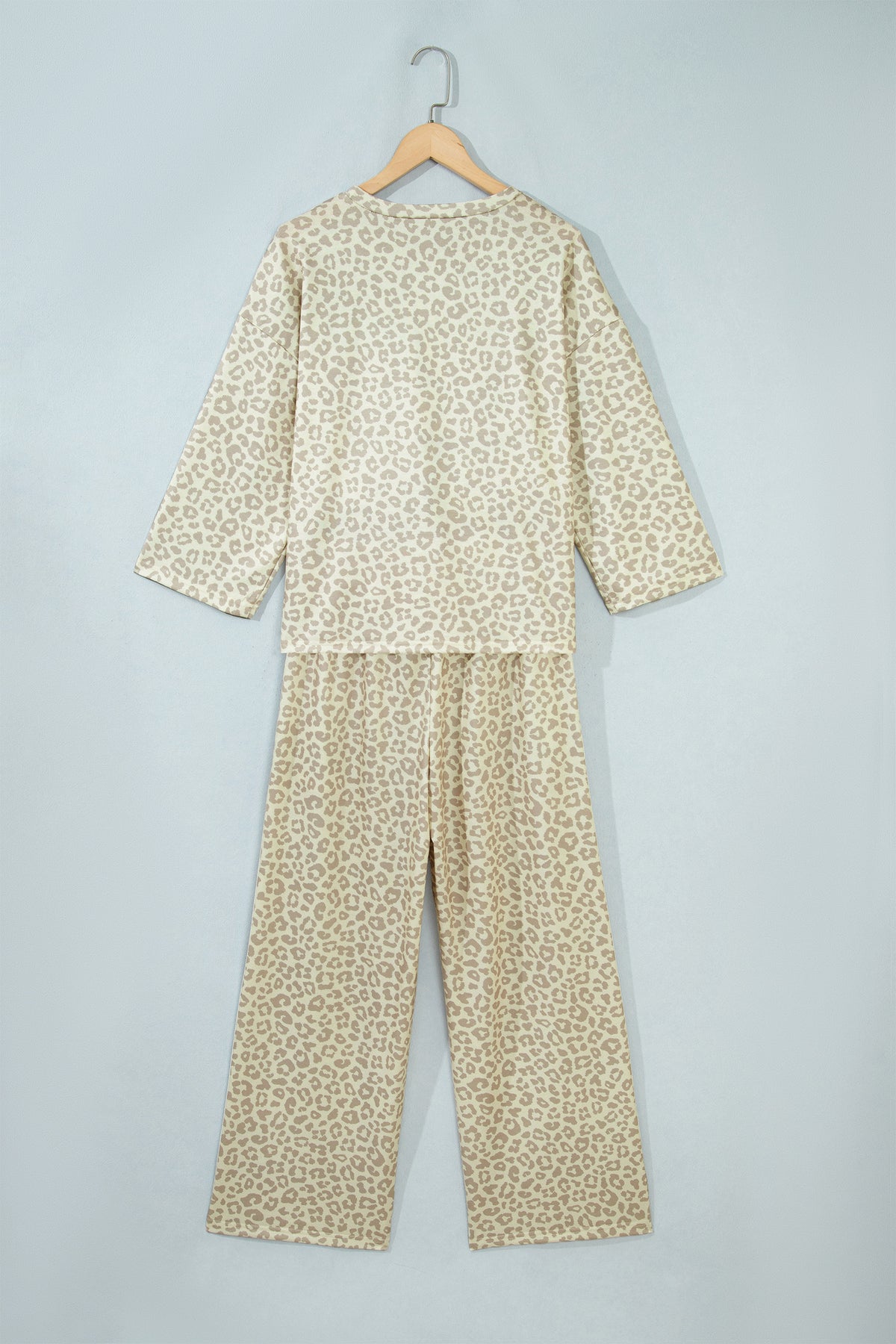 Pink Leopard Print Varsity Striped Detail 3/4 Sleeve Top Shift Pant Set-Two Piece Sets/Pant Sets-[Adult]-[Female]-2022 Online Blue Zone Planet