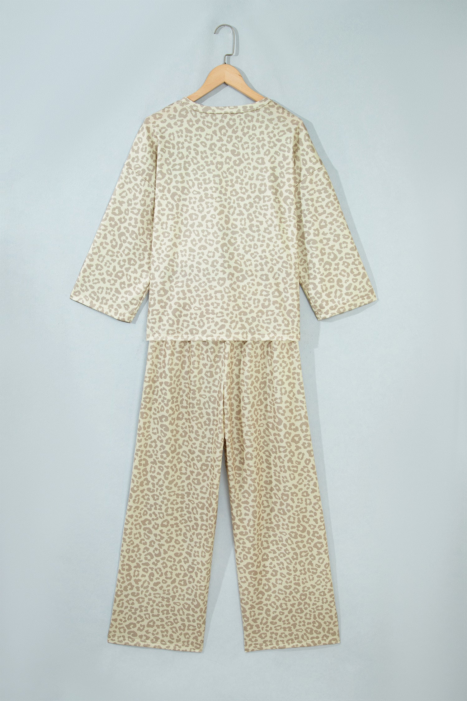 Pink Leopard Print Varsity Striped Detail 3/4 Sleeve Top Shift Pant Set-Two Piece Sets/Pant Sets-[Adult]-[Female]-2022 Online Blue Zone Planet