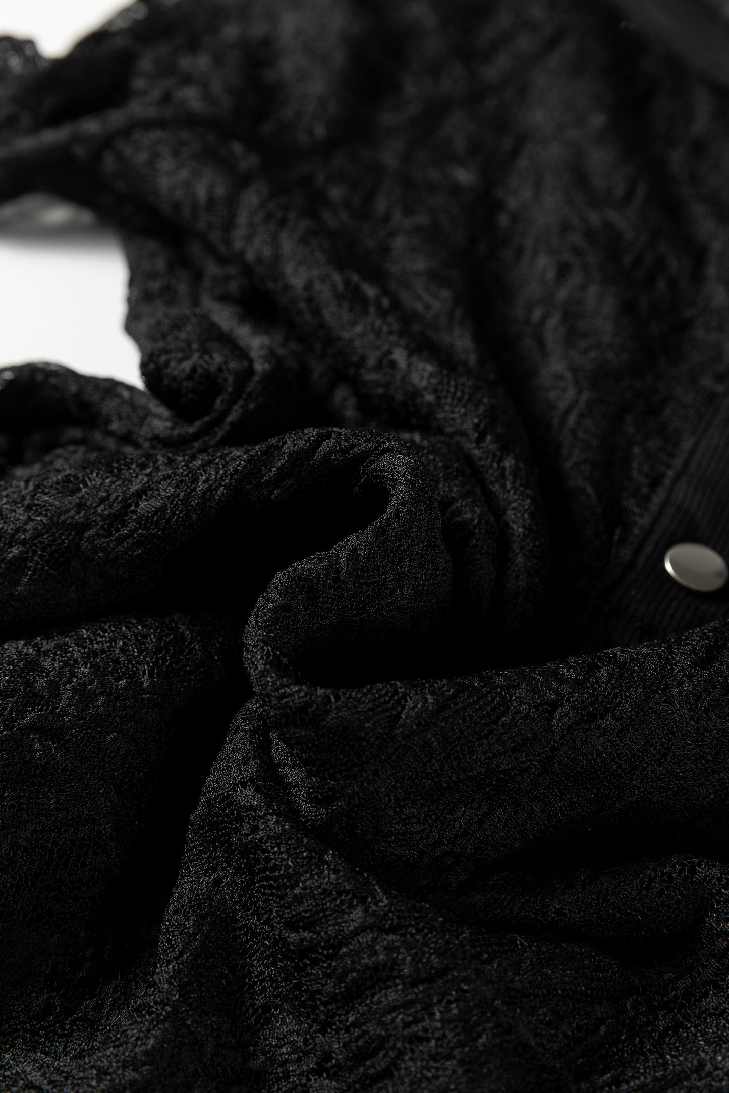 Black Sheer Lace Long Sleeve Slim Henley Top-Tops/Long Sleeve Tops-[Adult]-[Female]-2022 Online Blue Zone Planet