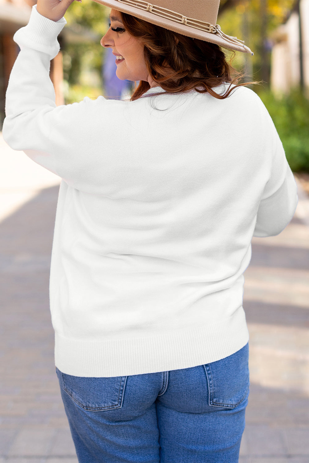 Blue Zone Planet | White Plus Size Thankful Ivory Embroidered Sweater-Plus Size/Plus Size Sweaters & Cardigans-[Adult]-[Female]-2022 Online Blue Zone Planet