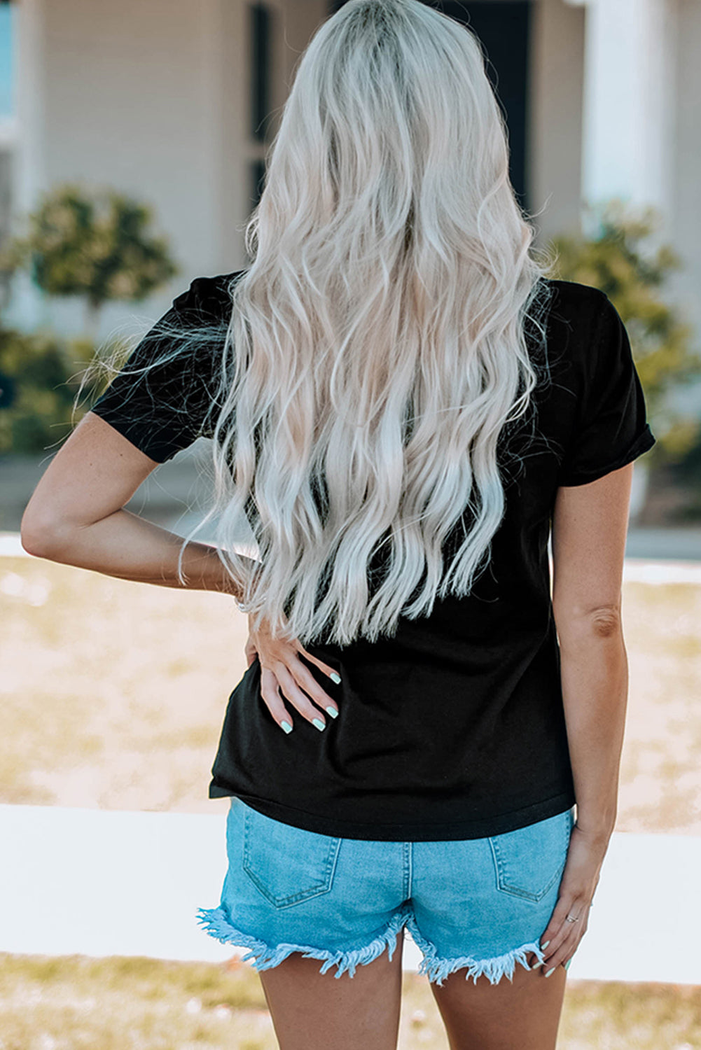 Black Sequined Crayfish Round Neck Graphic Tee-Graphic/Graphic Tees-[Adult]-[Female]-2022 Online Blue Zone Planet