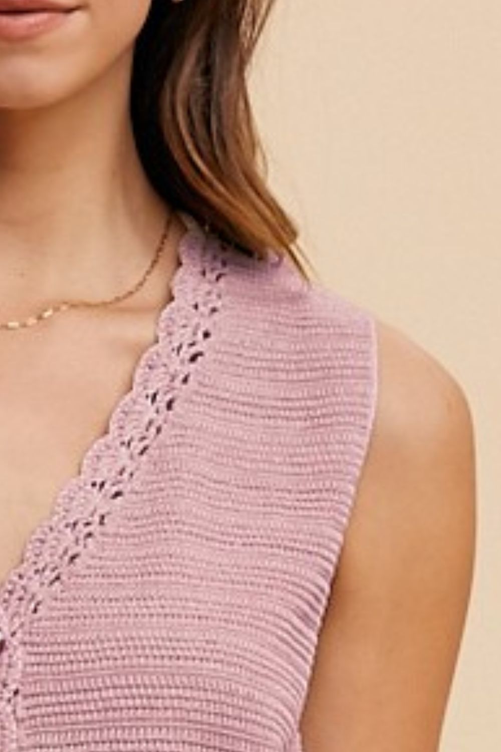Annie Wear Crochet Trim Button Down Sweater Vest-TOPS / DRESSES-[Adult]-[Female]-2022 Online Blue Zone Planet