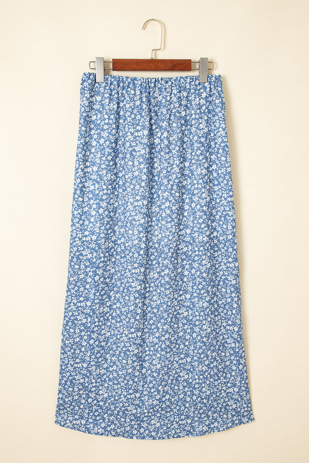 Sky Blue Boho Floral High Waist Long Skirt With Side Split-Bottoms/Skirts & Petticoat-[Adult]-[Female]-2022 Online Blue Zone Planet