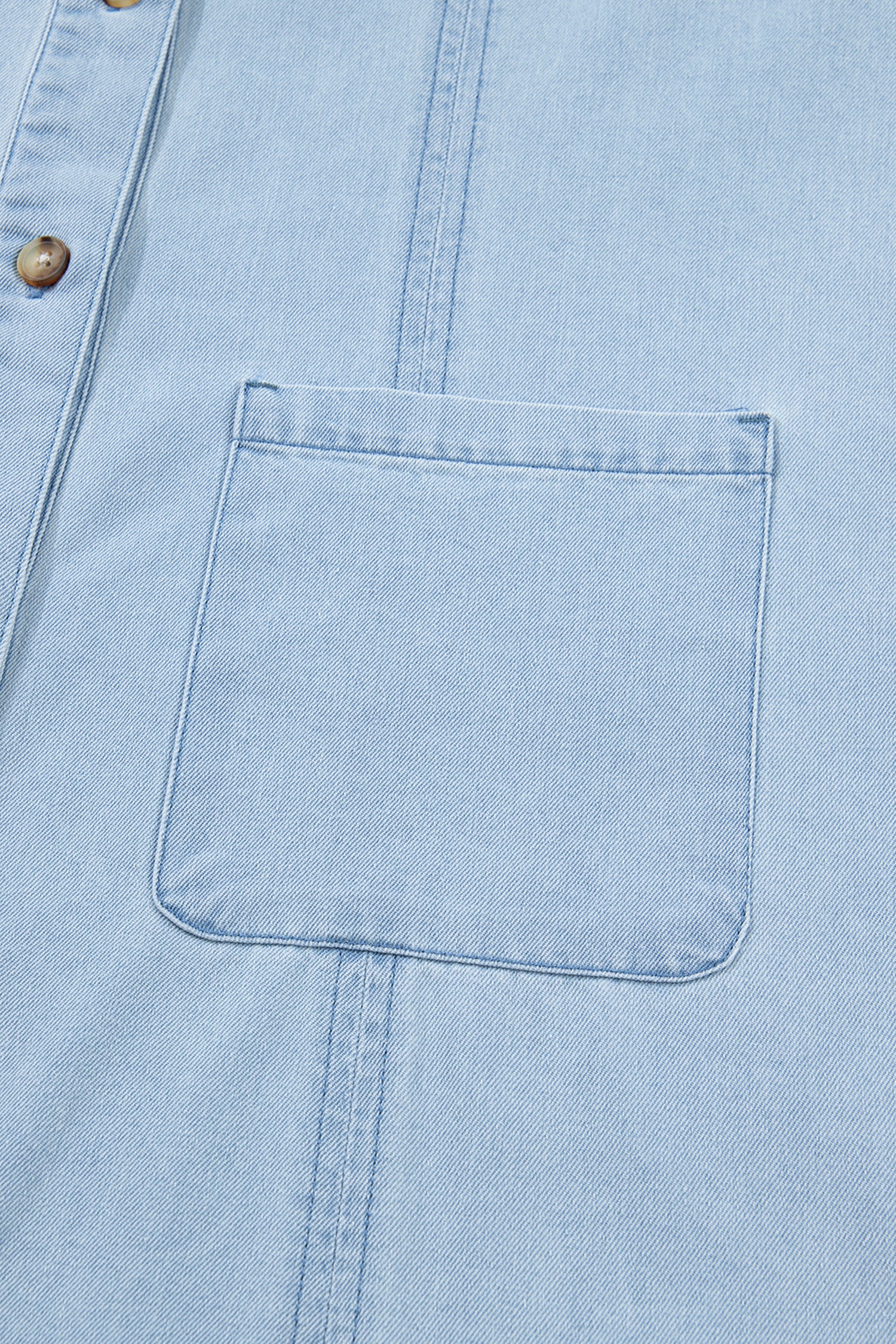 Beau Blue Ruffled Edge Collared Shift Denim Dress with Pockets-TOPS / DRESSES-[Adult]-[Female]-2022 Online Blue Zone Planet