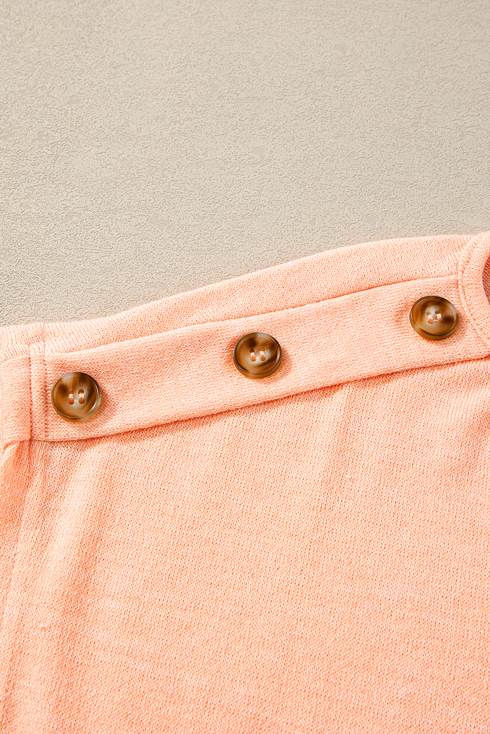 Apricot Pink Button Detail Batwing Sleeve Casual Tee-Tops/Tops & Tees-[Adult]-[Female]-2022 Online Blue Zone Planet