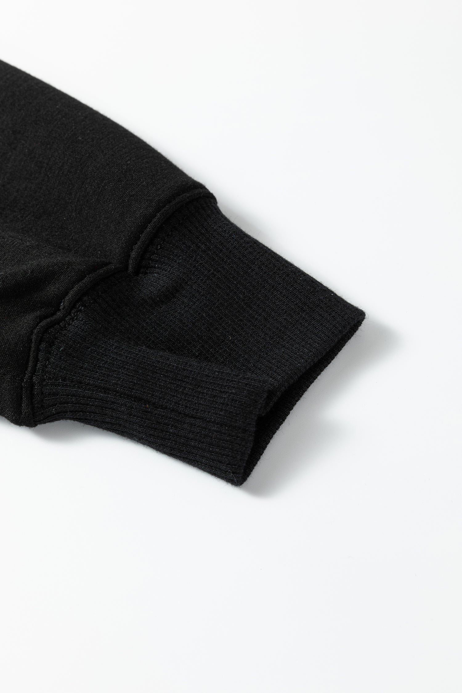 Bristol Black Collared V Neck Pullover Sweatshirt Sweatpants Set-Two Piece Sets/Pant Sets-[Adult]-[Female]-2022 Online Blue Zone Planet