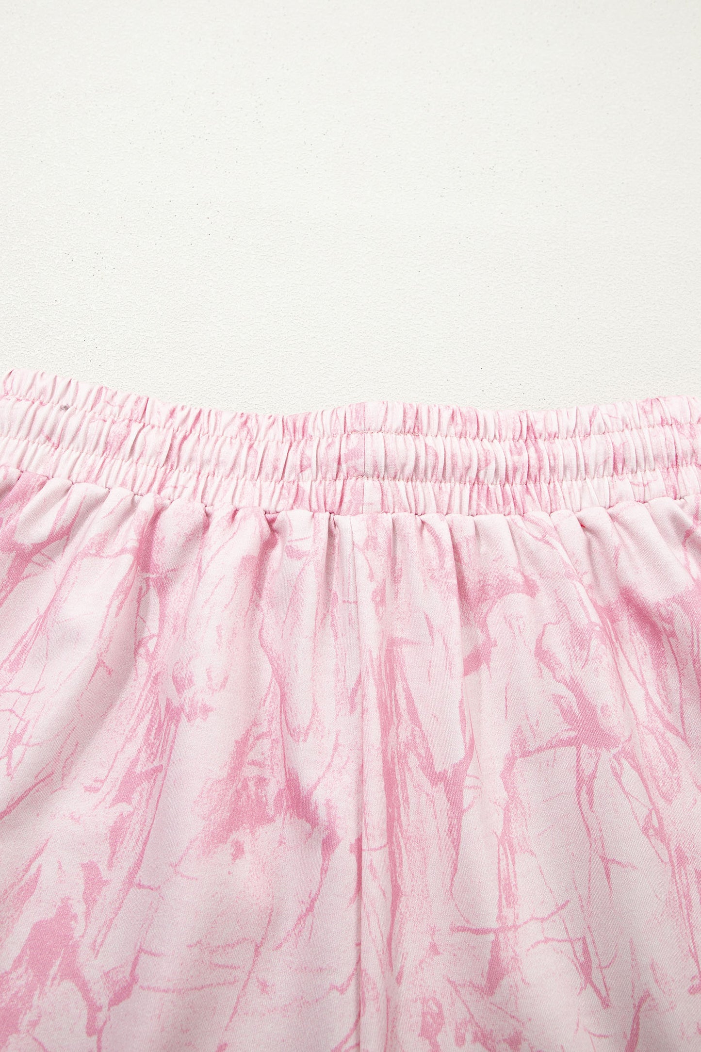 Pink Abstract Print V Neck Loose Tee Drawstring Shorts 2pcs Outfit-Two Piece Sets/Short Sets-[Adult]-[Female]-2022 Online Blue Zone Planet