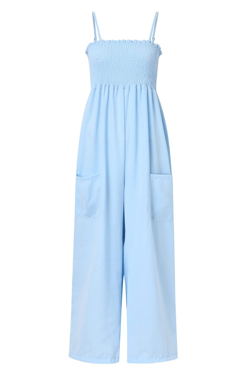 Blue Zone Planet | Smocked Spaghetti Strap Wide Leg Jumpsuit-TOPS / DRESSES-[Adult]-[Female]-2022 Online Blue Zone Planet