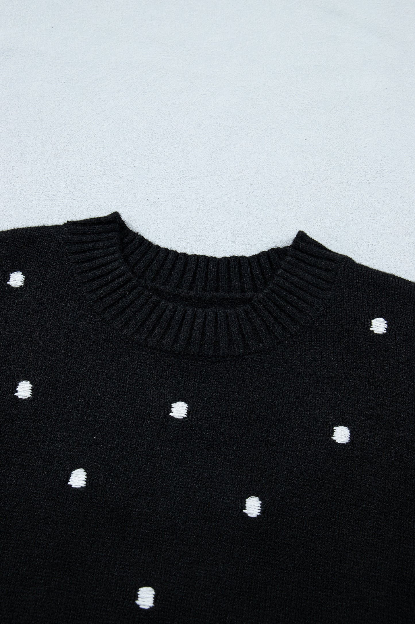 Black Elegant Polka Dot Bubble Short Sleeve Sweater-TOPS / DRESSES-[Adult]-[Female]-2022 Online Blue Zone Planet