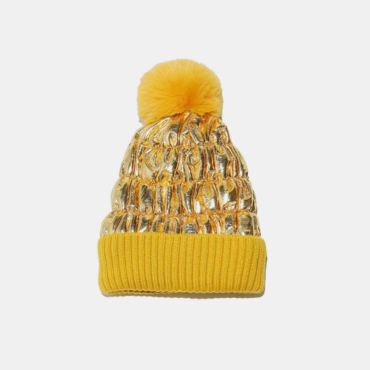 Thermal Knit Hat with Pompom-HATS-[Adult]-[Female]-Gold-One Size-2022 Online Blue Zone Planet