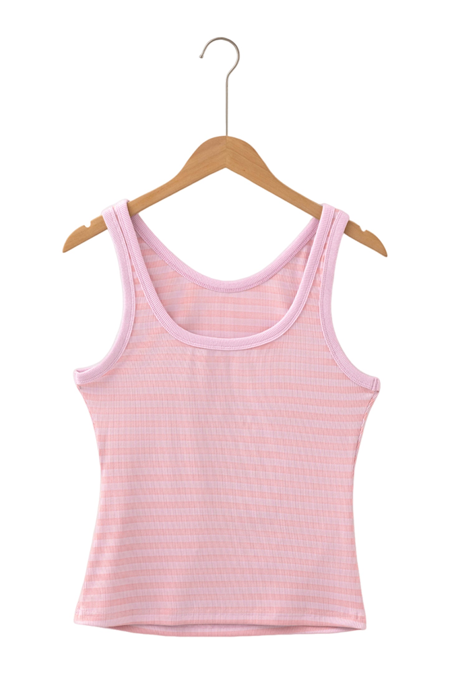 Pink Stripe Ribbed Knit Slim Tank Top-Tops/Tank Tops-[Adult]-[Female]-2022 Online Blue Zone Planet
