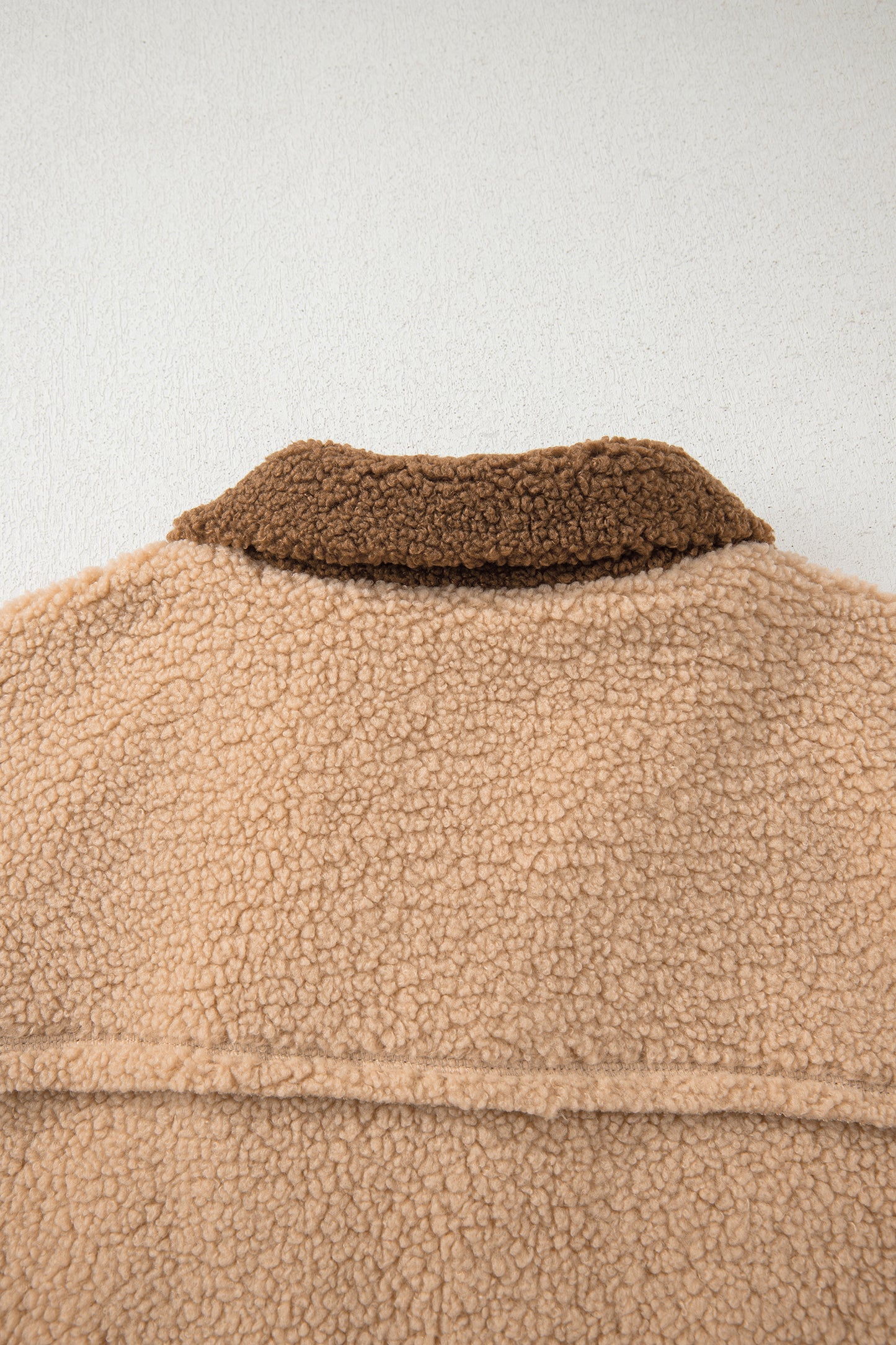 Straw Yellow 2-tone Color Block Patchwork Half Button Sherpa Sweatshirt-Tops/Sweatshirts & Hoodies-[Adult]-[Female]-2022 Online Blue Zone Planet