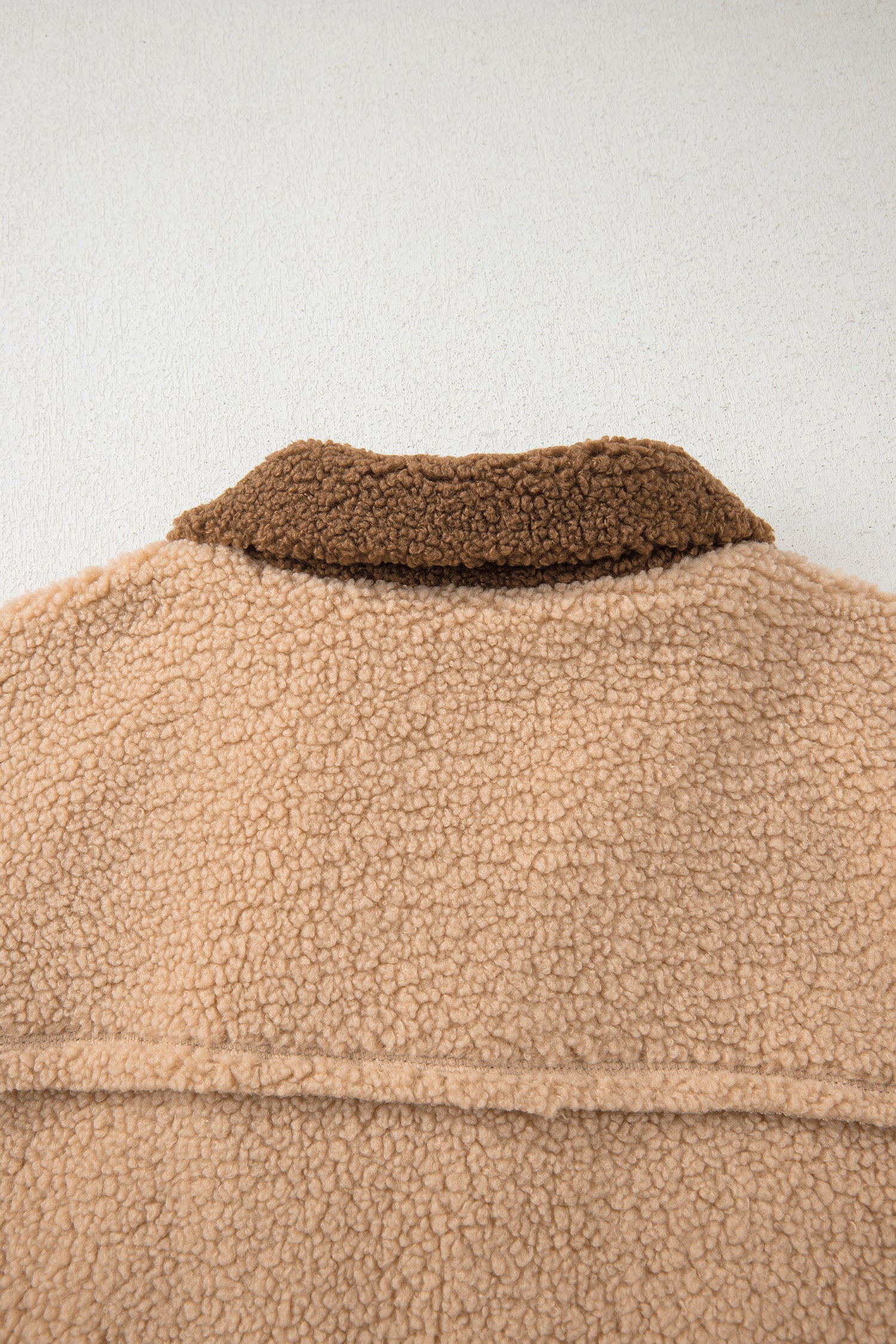 Straw Yellow 2-tone Color Block Patchwork Half Button Sherpa Sweatshirt-Tops/Sweatshirts & Hoodies-[Adult]-[Female]-2022 Online Blue Zone Planet