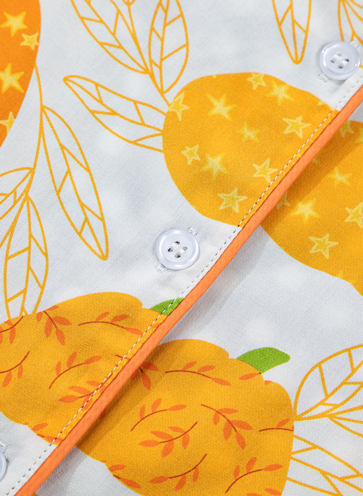 Orange Short Sleeve Pumpkin Print Polka Dot Trim Pocket Pocket Placket Home Wear Lounge Set-Loungewear & Sleepwear/Loungewear-[Adult]-[Female]-2022 Online Blue Zone Planet