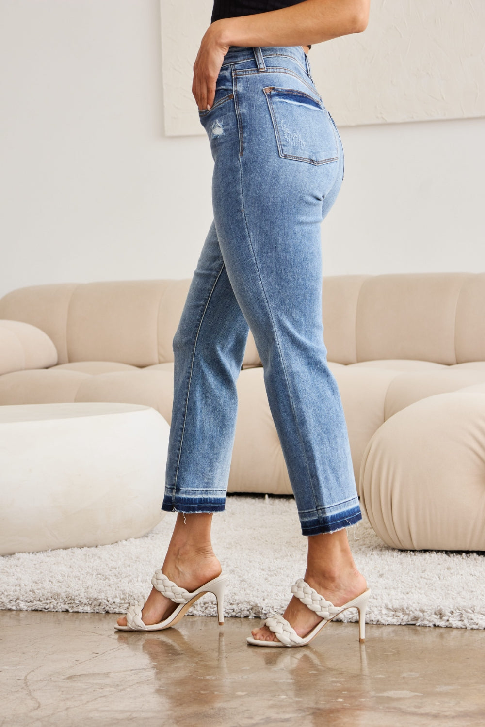 Judy Blue Full Size Release Hem Cropped Bootcut Jeans-BOOTS-[Adult]-[Female]-2022 Online Blue Zone Planet