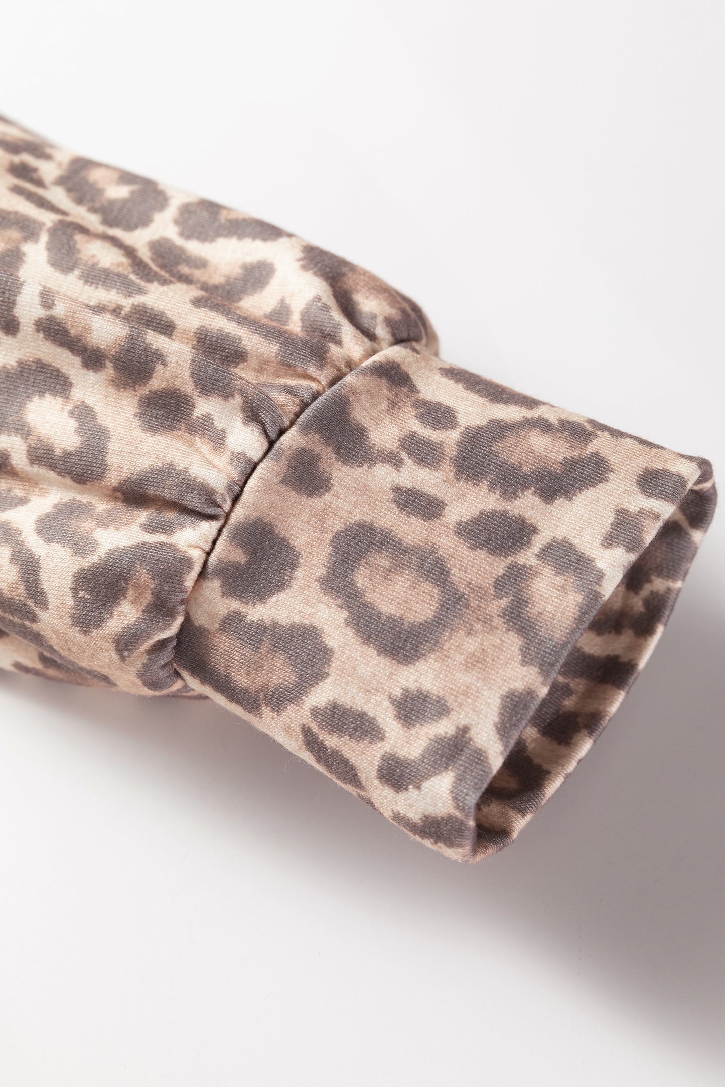 Light French Beige Leopard Print V Neck Pullover Mini Skirt 2pcs Set-Two Piece Sets/Two Piece Dresses-[Adult]-[Female]-2022 Online Blue Zone Planet