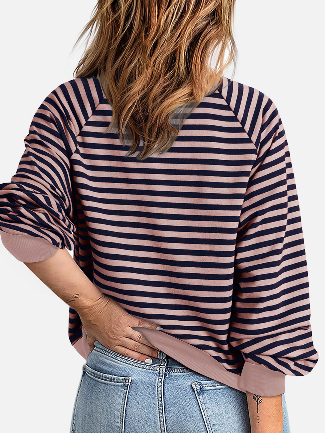 Striped Zip Up Long Sleeve Sweatshirt-TOPS / DRESSES-[Adult]-[Female]-2022 Online Blue Zone Planet