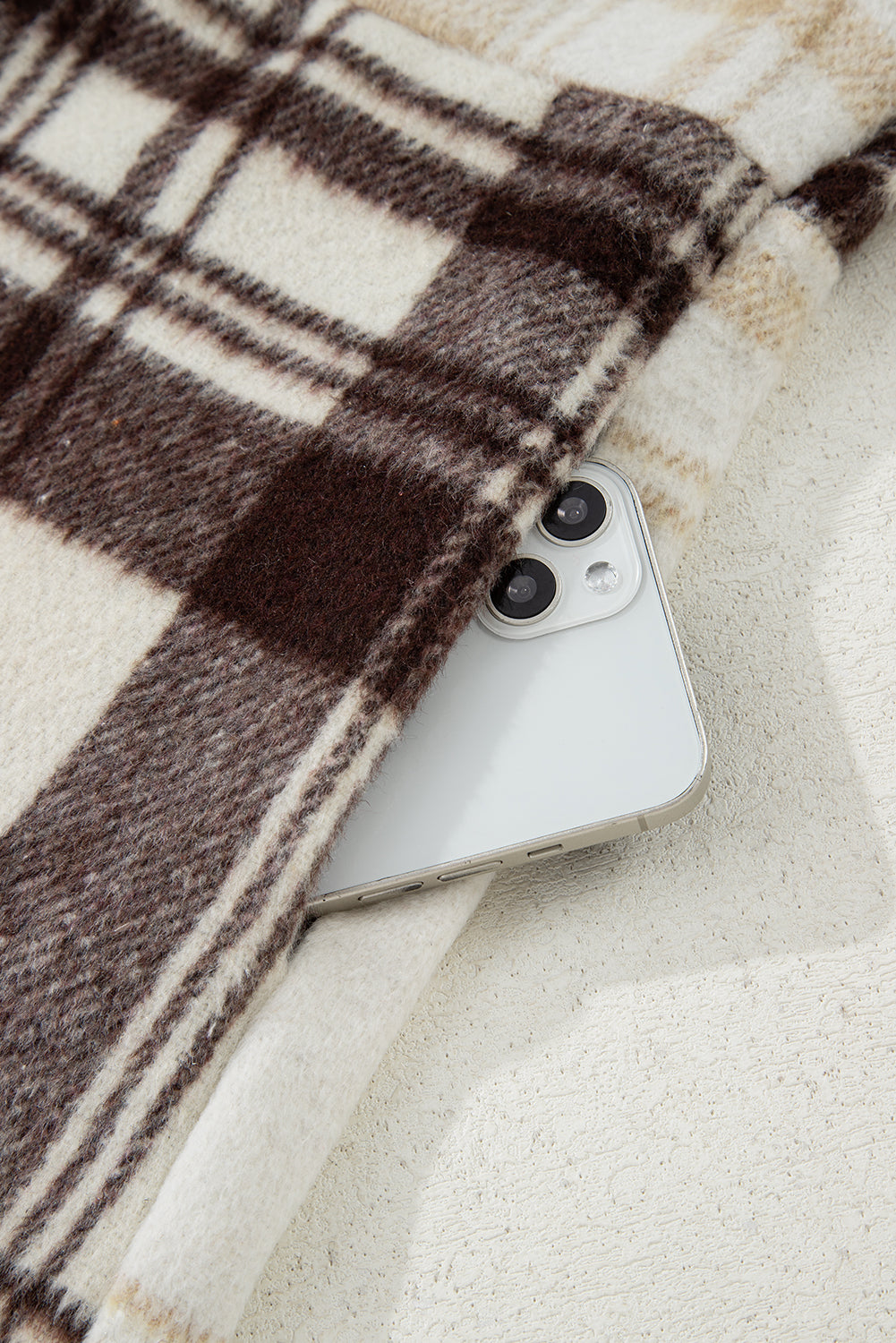 Multicolour Plaid Patchwork Side Pockets Buttoned Shacket-Outerwear/Plaid Shackets-[Adult]-[Female]-2022 Online Blue Zone Planet