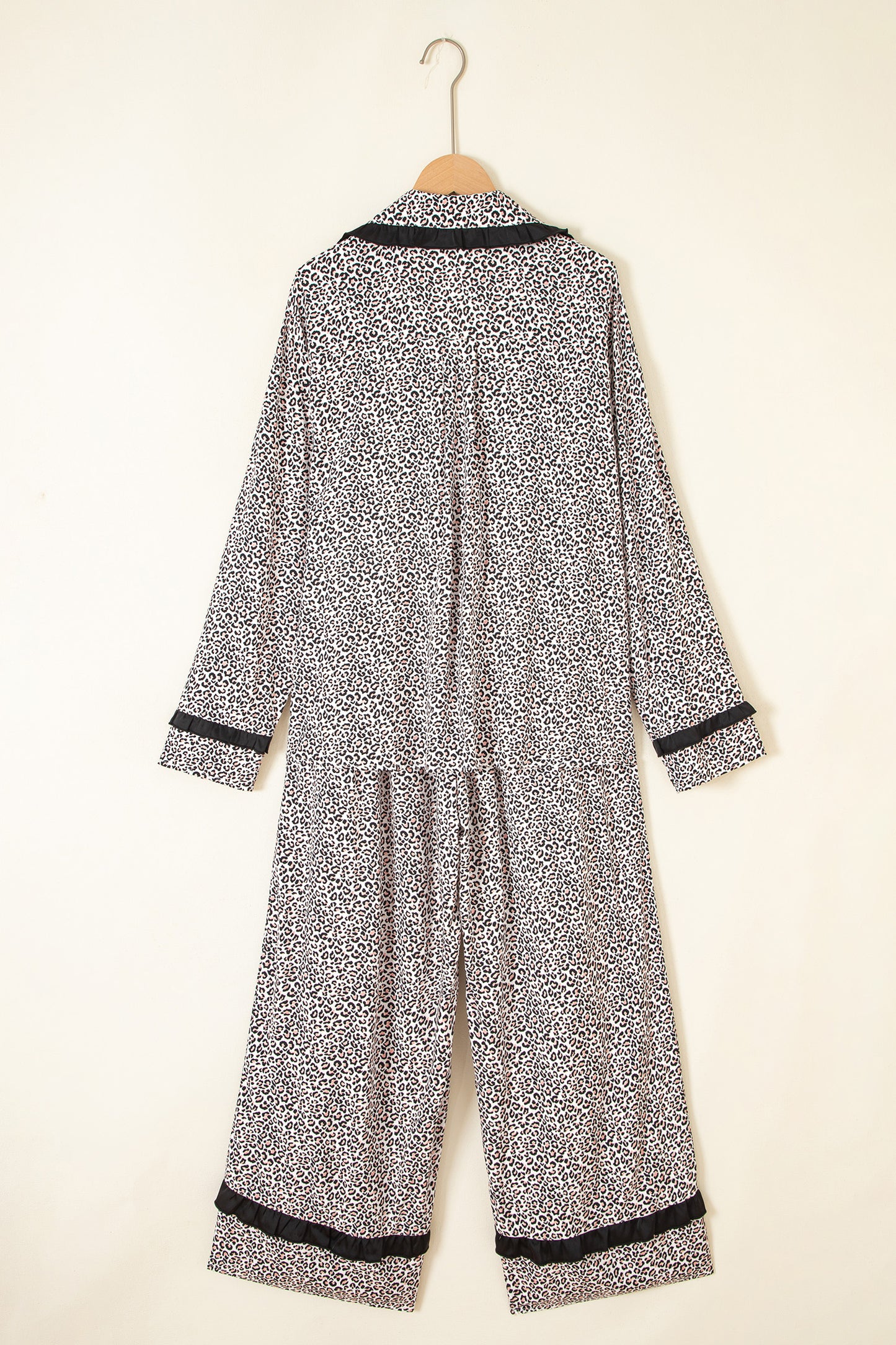Brown Leopard Print Bow Knot Patchwork Long Sleeve Lounge Set-Loungewear & Sleepwear/Loungewear-[Adult]-[Female]-2022 Online Blue Zone Planet