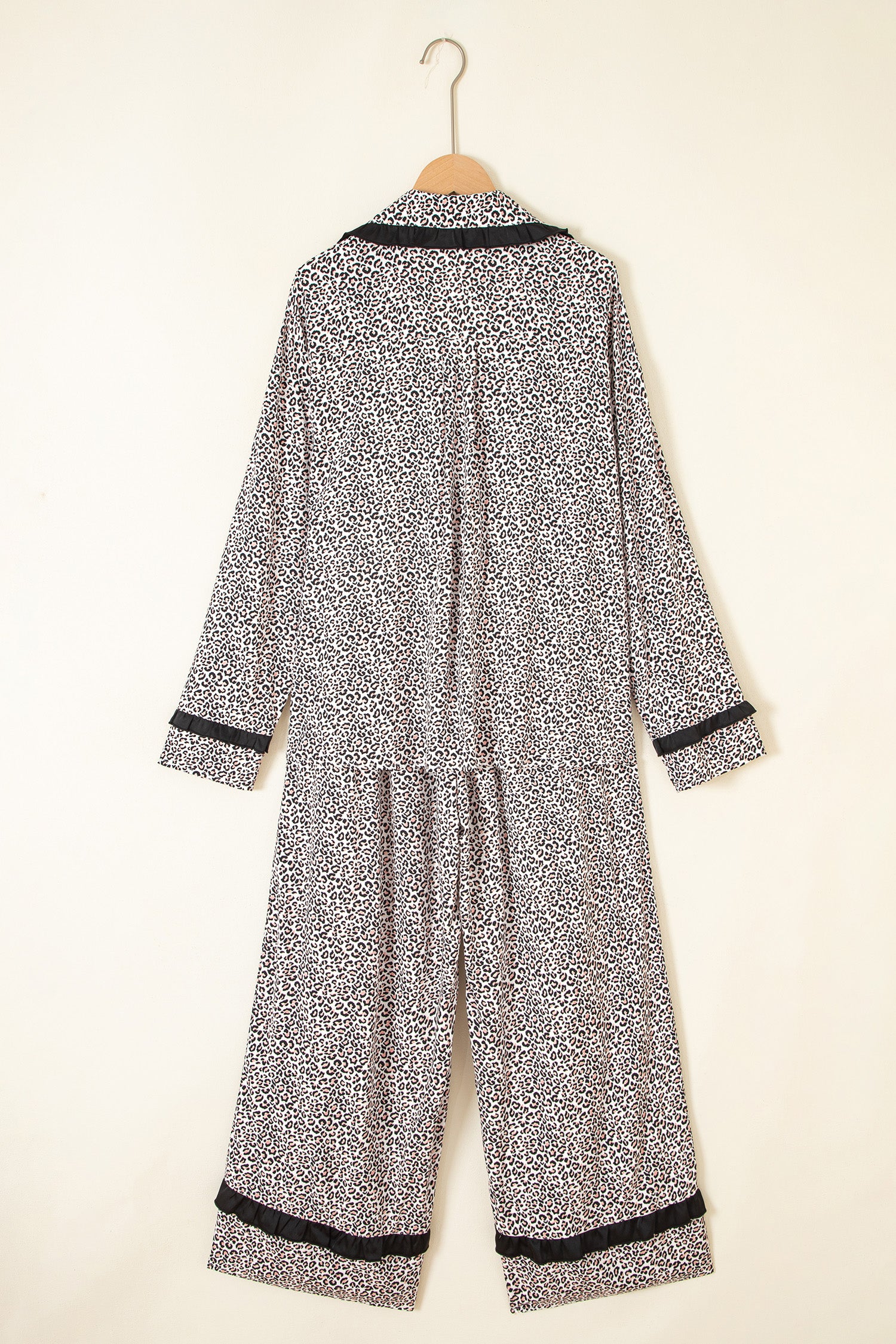 Brown Leopard Print Bow Knot Patchwork Long Sleeve Lounge Set-Loungewear & Sleepwear/Loungewear-[Adult]-[Female]-2022 Online Blue Zone Planet