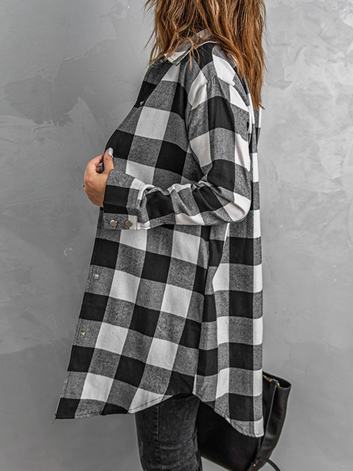 Blue Zone Planet | Plaid Snap Down Long Sleeve Jacket-TOPS / DRESSES-[Adult]-[Female]-2022 Online Blue Zone Planet