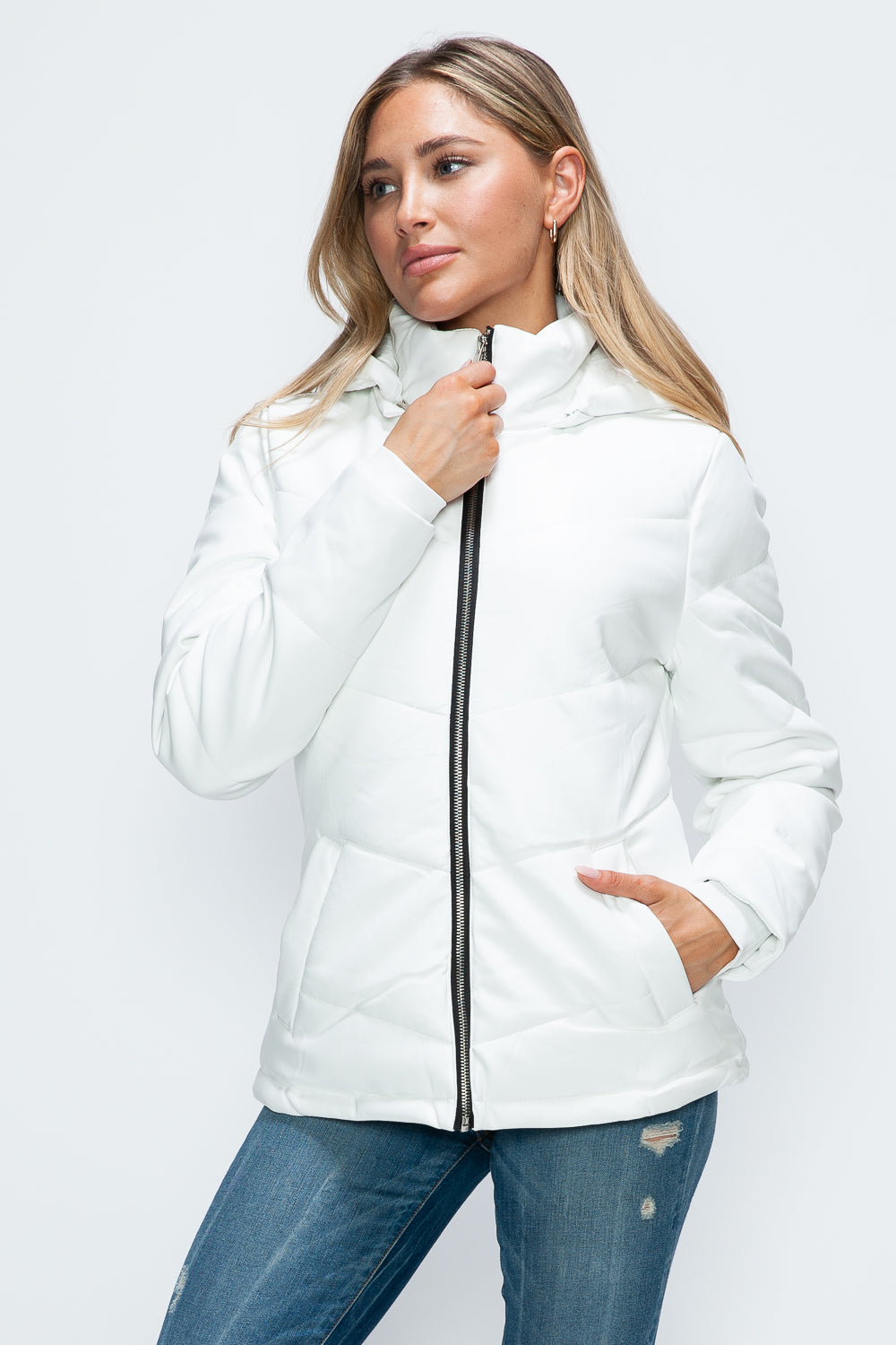 Blue Zone Planet | How Dare U Pocketed Zip Up Puffer Jacket with Removable Hood-TOPS / DRESSES-[Adult]-[Female]-2022 Online Blue Zone Planet