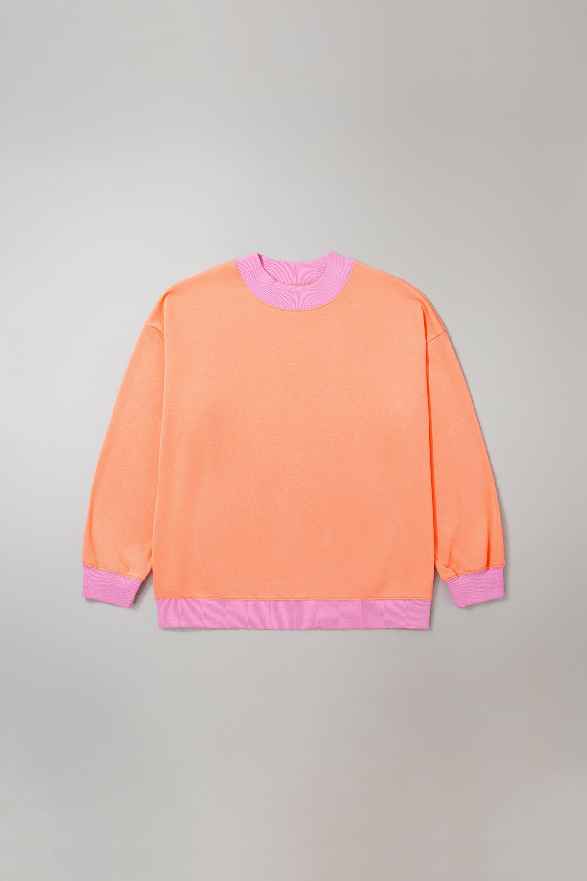 Pink Color Block Contrast Trim Plus Size Sweatshirt-Plus Size/Plus Size Sweatshirts & Hoodies-[Adult]-[Female]-2022 Online Blue Zone Planet