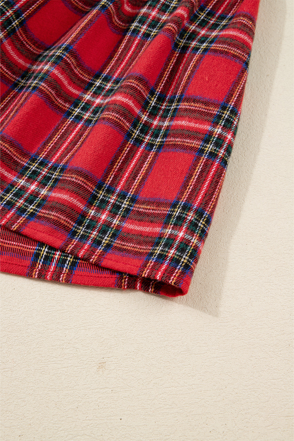 Red Christmas Plaid V Neck 3/4 Sleeve Tie Waist Ruffle Hem Long Dress-TOPS / DRESSES-[Adult]-[Female]-2022 Online Blue Zone Planet