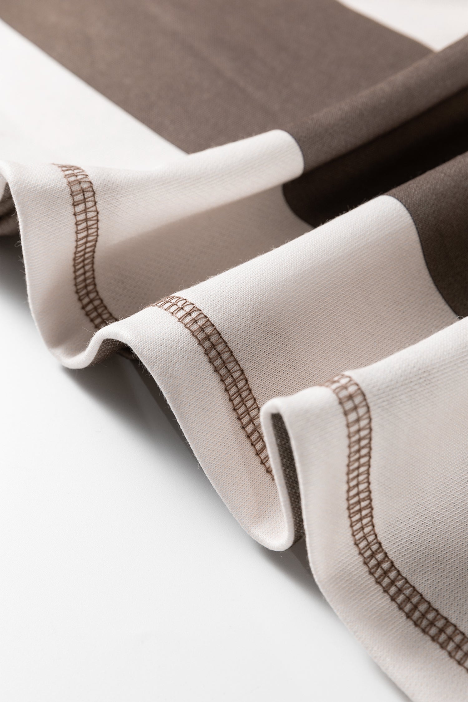 Brown Striped Color Block Zip Collar 3/4 Sleeve Oversize Sweatshirt-Tops/Sweatshirts & Hoodies-[Adult]-[Female]-2022 Online Blue Zone Planet