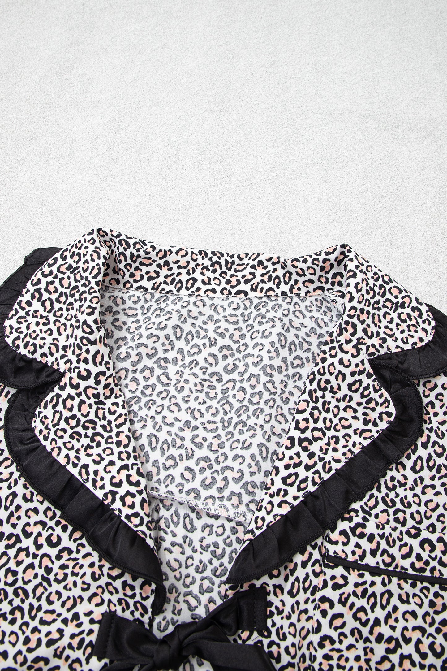 Brown Leopard Print Bow Knot Patchwork Long Sleeve Lounge Set-Loungewear & Sleepwear/Loungewear-[Adult]-[Female]-2022 Online Blue Zone Planet