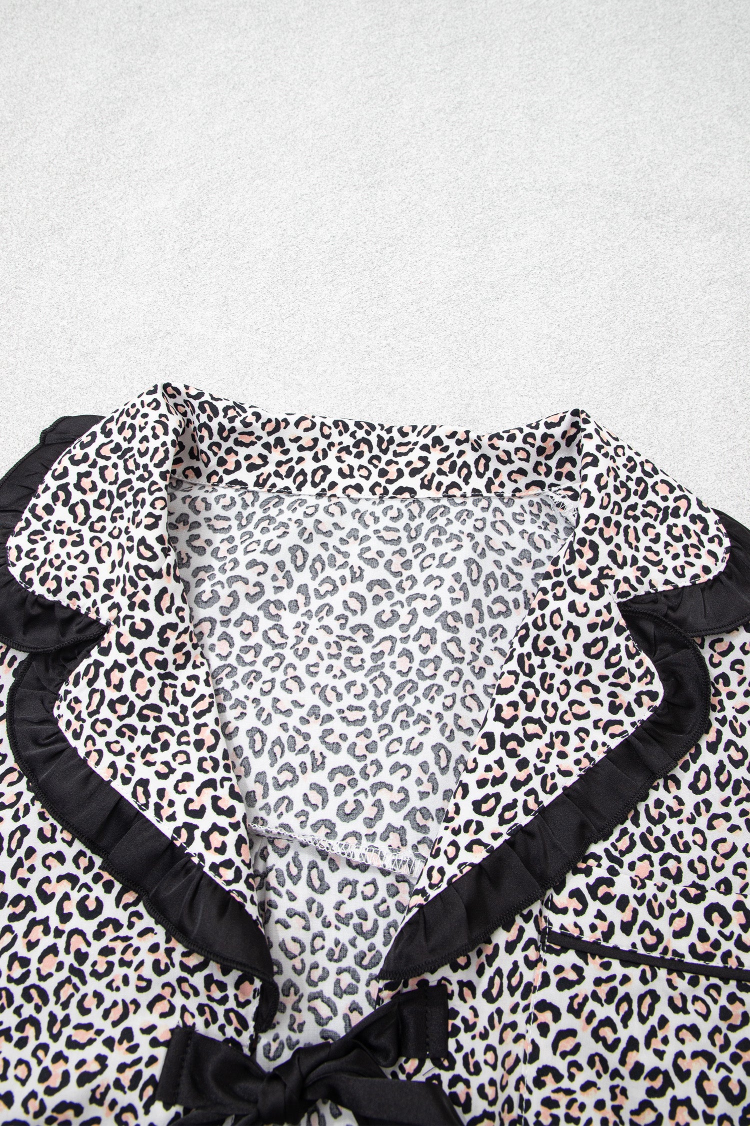 Brown Leopard Print Bow Knot Patchwork Long Sleeve Lounge Set-Loungewear & Sleepwear/Loungewear-[Adult]-[Female]-2022 Online Blue Zone Planet